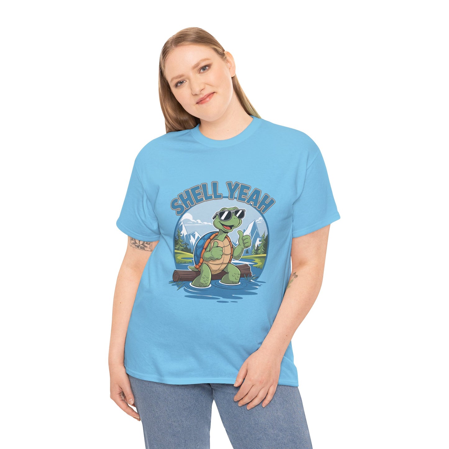 SHELL YEAH Turtle T-Shirt | Funny Cute Turtle Nature Graphic Tee | Handmade Animal Lover Gift | Eco Outdoor Adventure Shirt