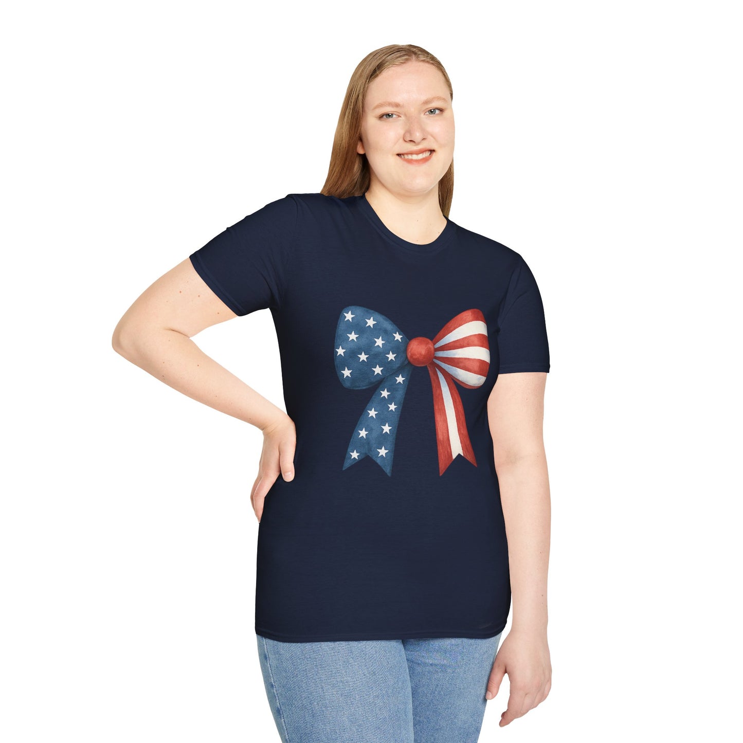 Patriotic Bow USA T-Shirt | 4th of July Shirt | American Flag Bow Tee | Independence Day Shirt | July 4th Graphic Tee | USA Pride Shirt