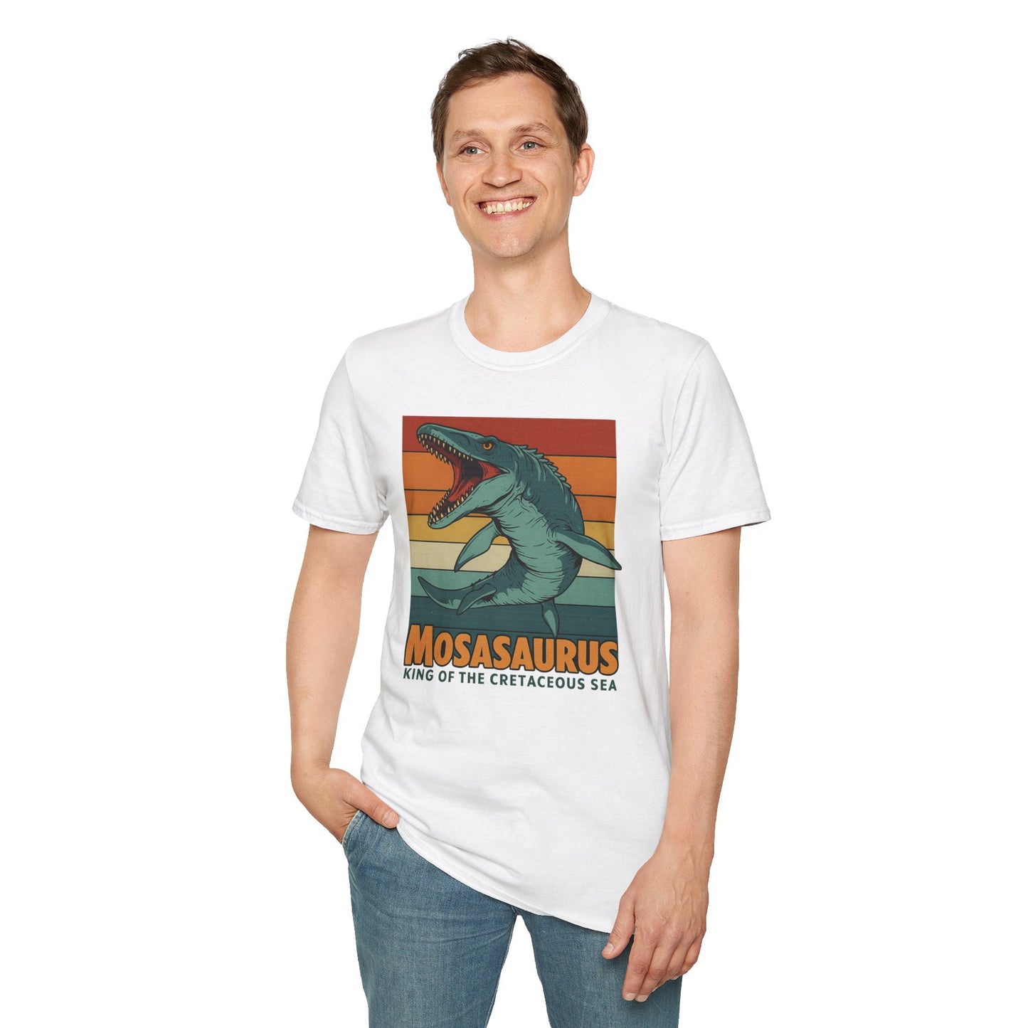 Retro Mosasaurus T-Shirt - Cretaceous Sea Monster Graphic Tee, Dinosaur Lover Gift, Paleontology Birthday, Soft Unisex Jurassic Cotton