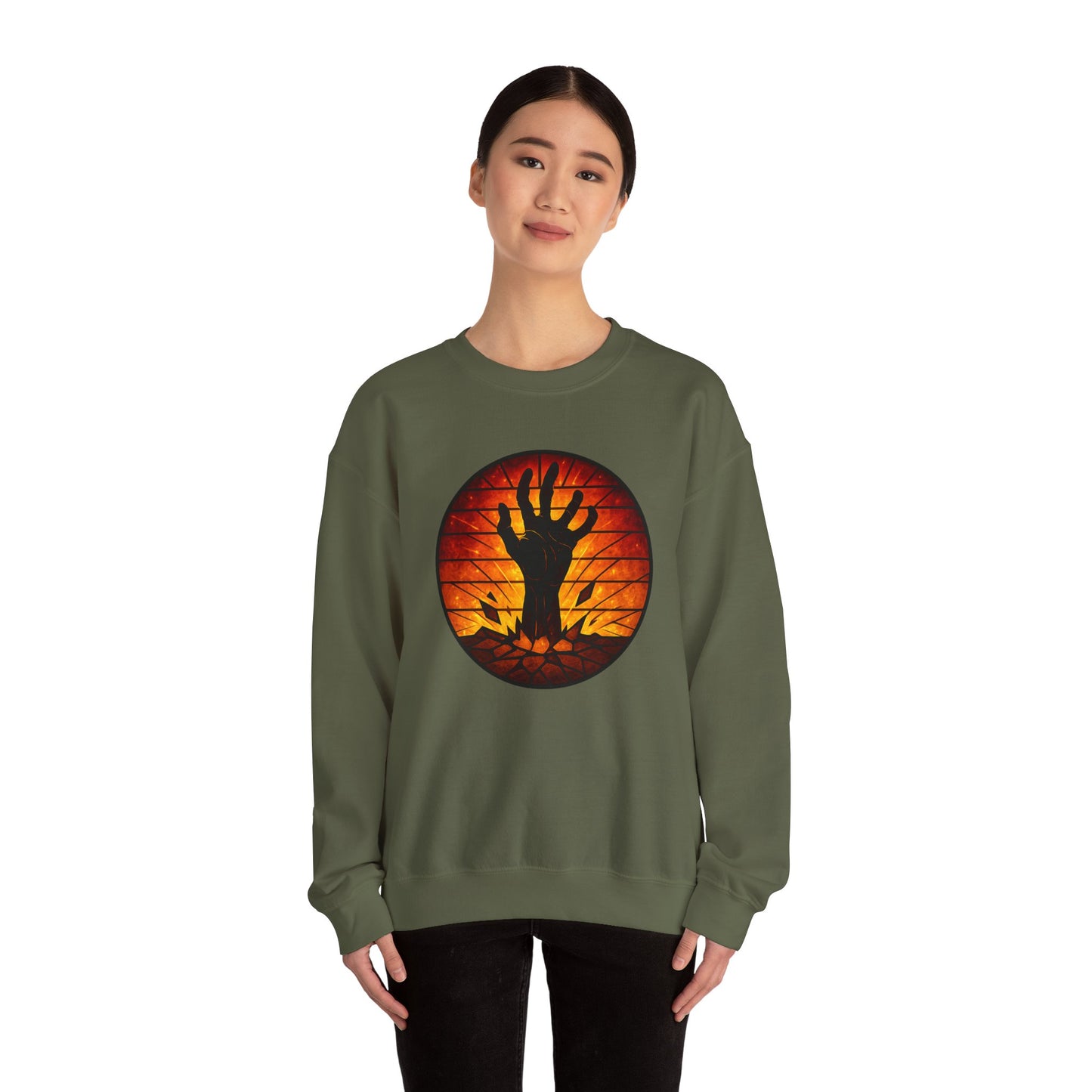 Zombie Hand Sweatshirt, Creepy Rising Hand Crewneck, Halloween Graveyard Sweatshirt, Spooky Hand Emerging, Gothic Horror Sweater