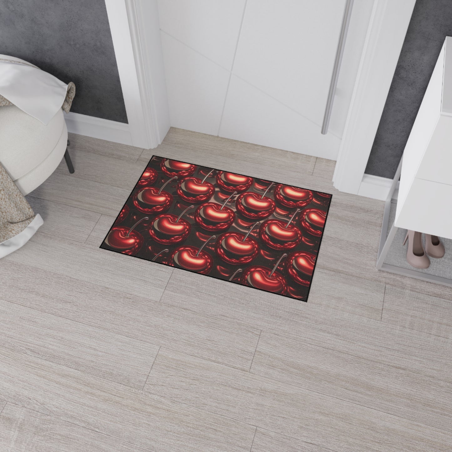 Floor Mat - Shiny Red Cherries Design