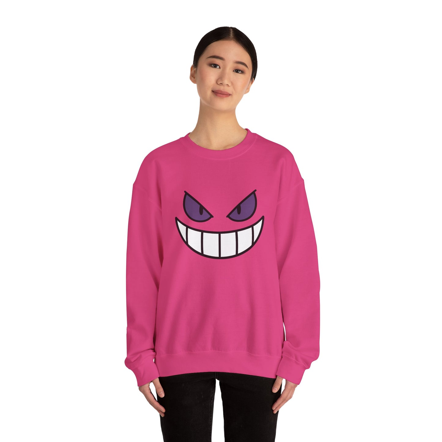 Sinister Grin Sweatshirt, Creepy Smile Crewneck, Dark Cartoon Face Sweatshirt, Halloween Gothic Sweatshirt, Spooky Grin Pullover