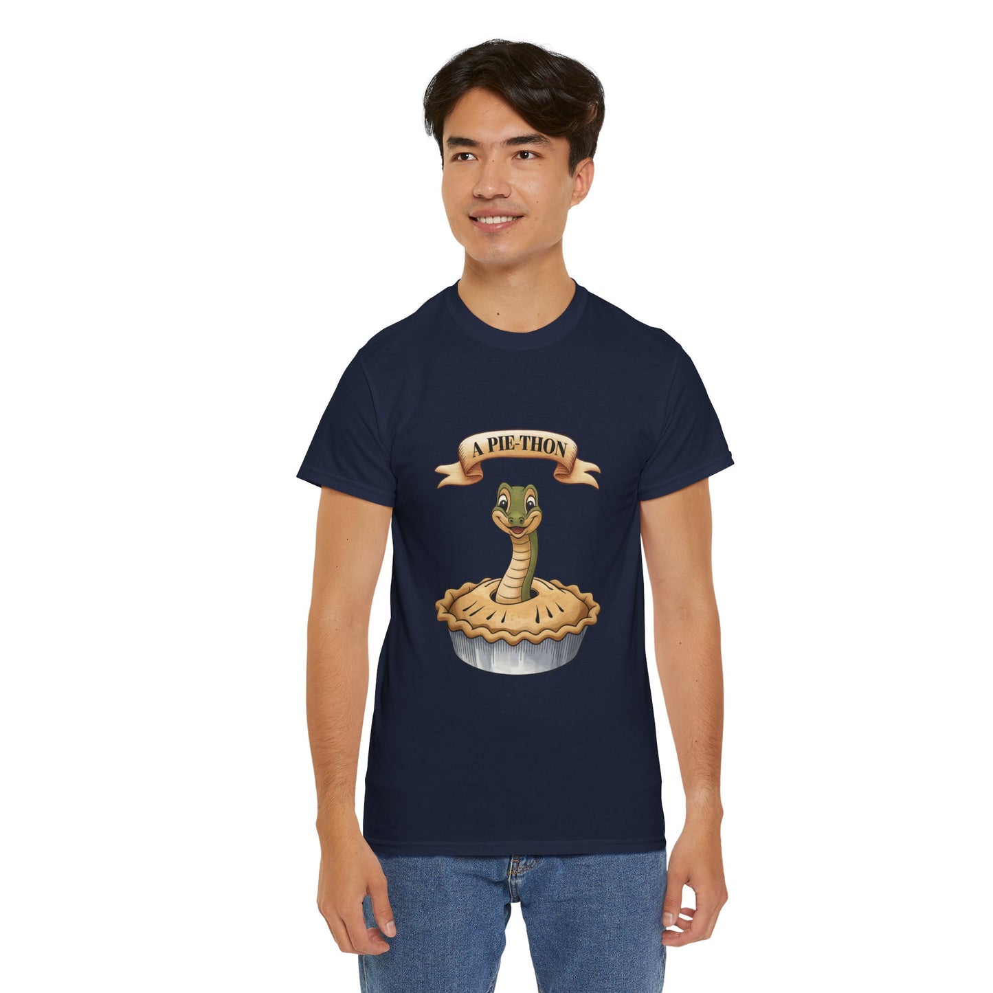A Pie-Thon Funny Snake Pun Shirt – Cute Animal Joke T-Shirt – Quirky Graphic Tee for Pun Lovers, Reptile Fans, and Unique Gift Ideas