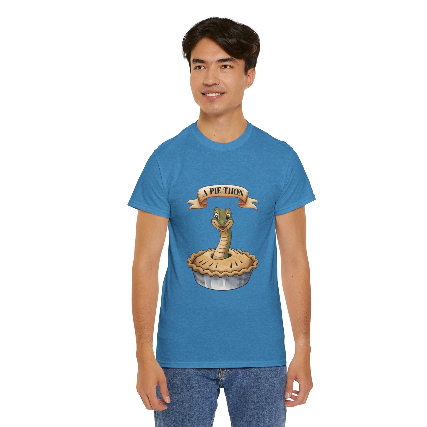 A Pie-Thon Funny Snake Pun Shirt – Cute Animal Joke T-Shirt – Quirky Graphic Tee for Pun Lovers, Reptile Fans, and Unique Gift Ideas