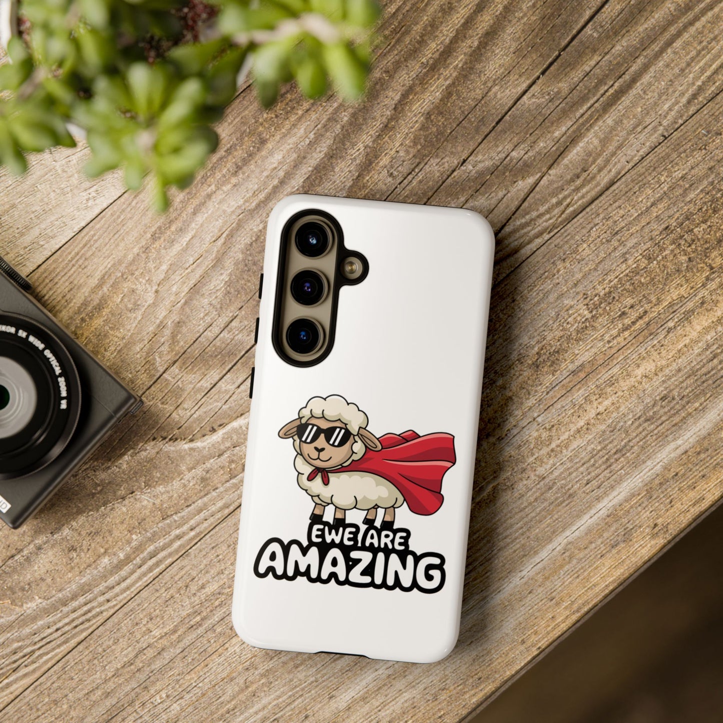 Funny Samsung Case - Cute Sheep Phone Cover - "Ewe Are Amazing" Gift for Her or Him - Animal Pun Superhero Case - Samsung Case