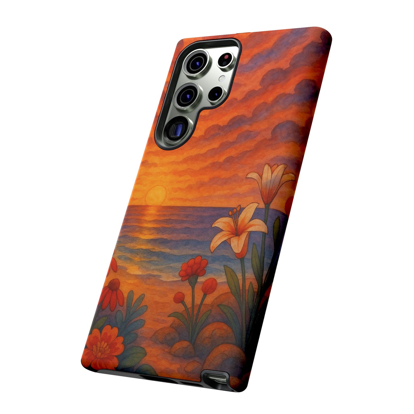 Samsung Case - Floral Ocean Sunset Watercolor Nautical Phone Case Beach Samsung Case Ocean Sunset Theme