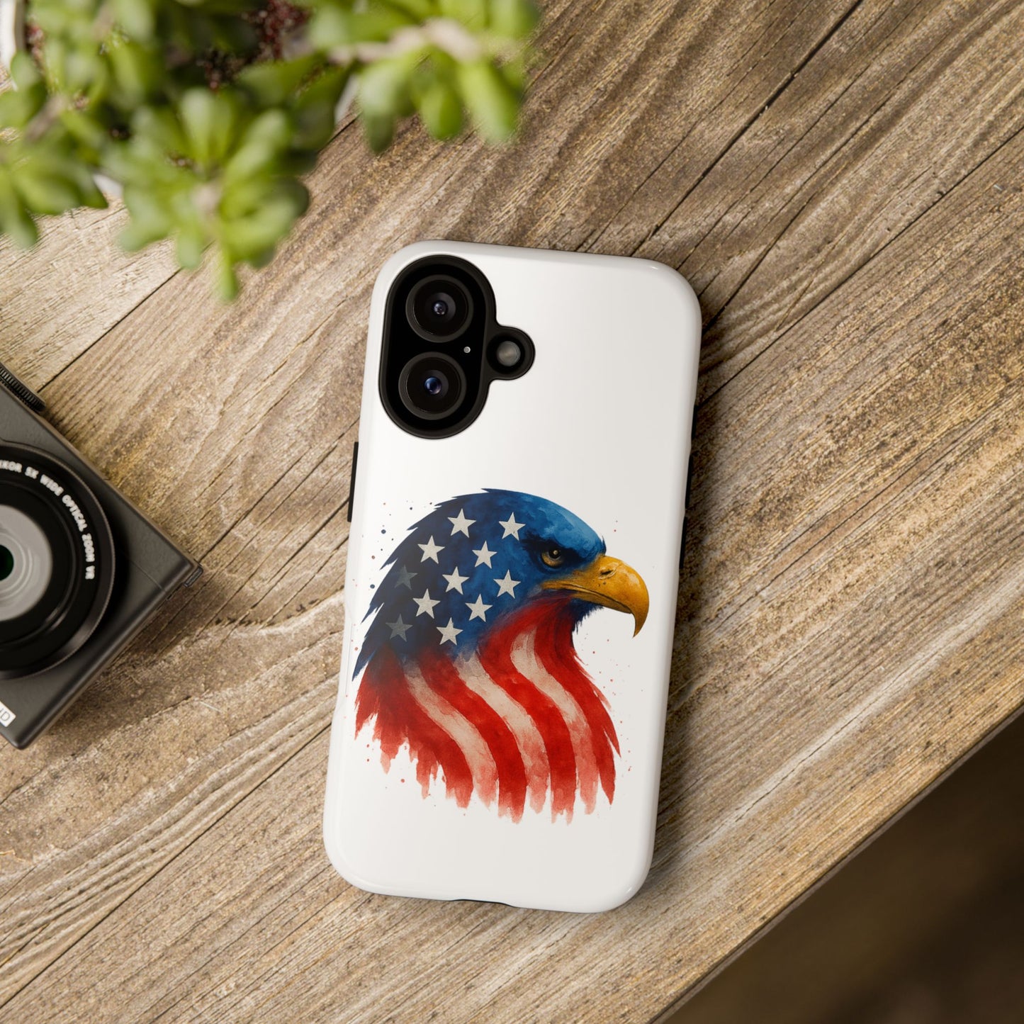 Patriotic Eagle iPhone Case - USA Flag Tough Cover, Dual-Layer Rugged Protection, 4th of July and Veteran Gift