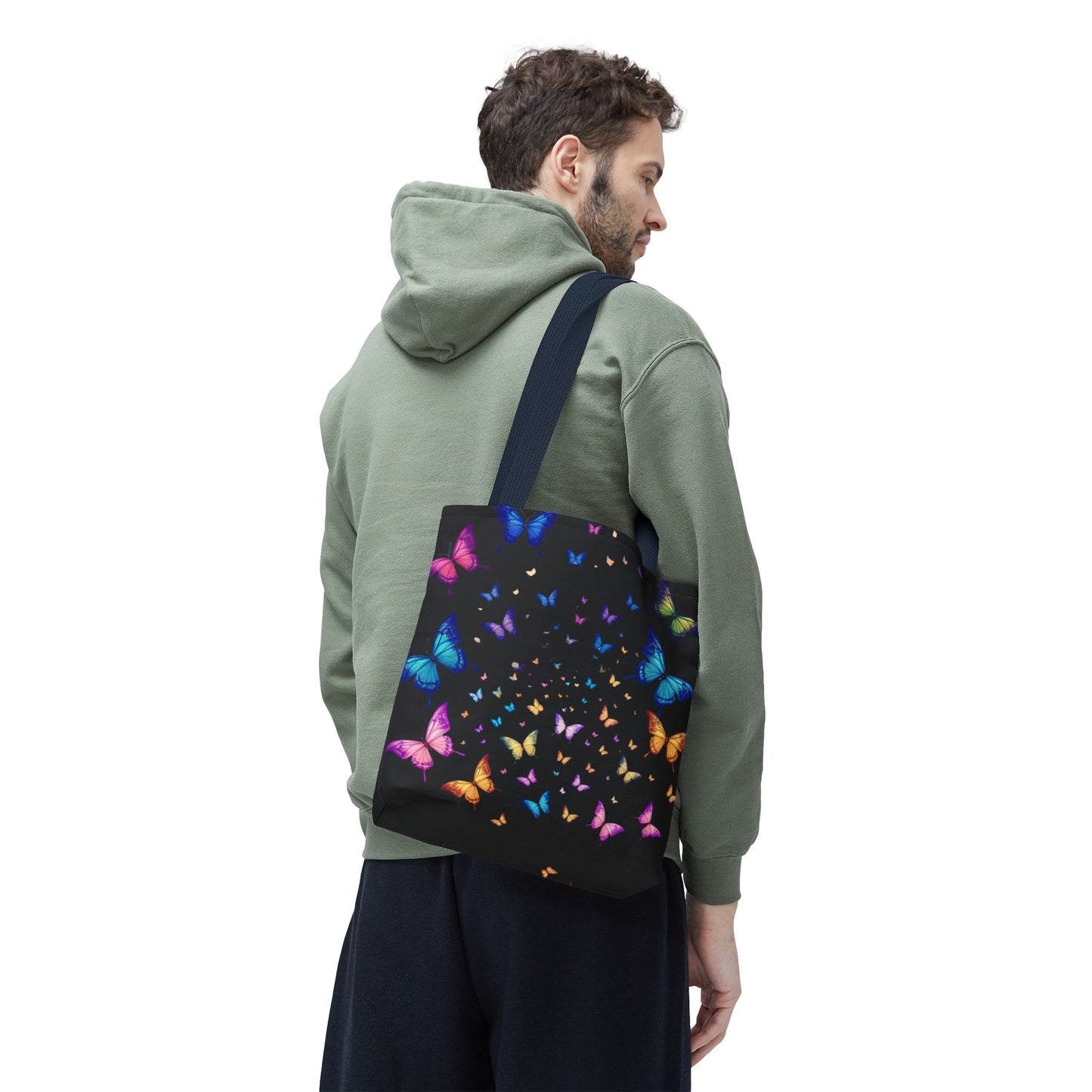 Butterfly Swarm Tote Bag – Colorful Rainbow Butterfly Tote, Aesthetic Canvas Bag, Nature-Inspired Gift, Magical Reusable Eco Purse