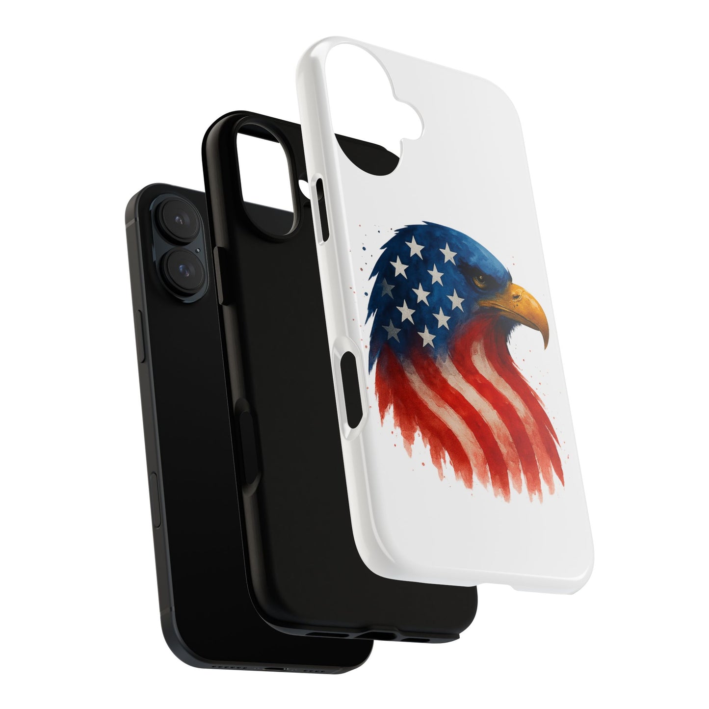 Patriotic Eagle iPhone Case - USA Flag Tough Cover, Dual-Layer Rugged Protection, 4th of July and Veteran Gift