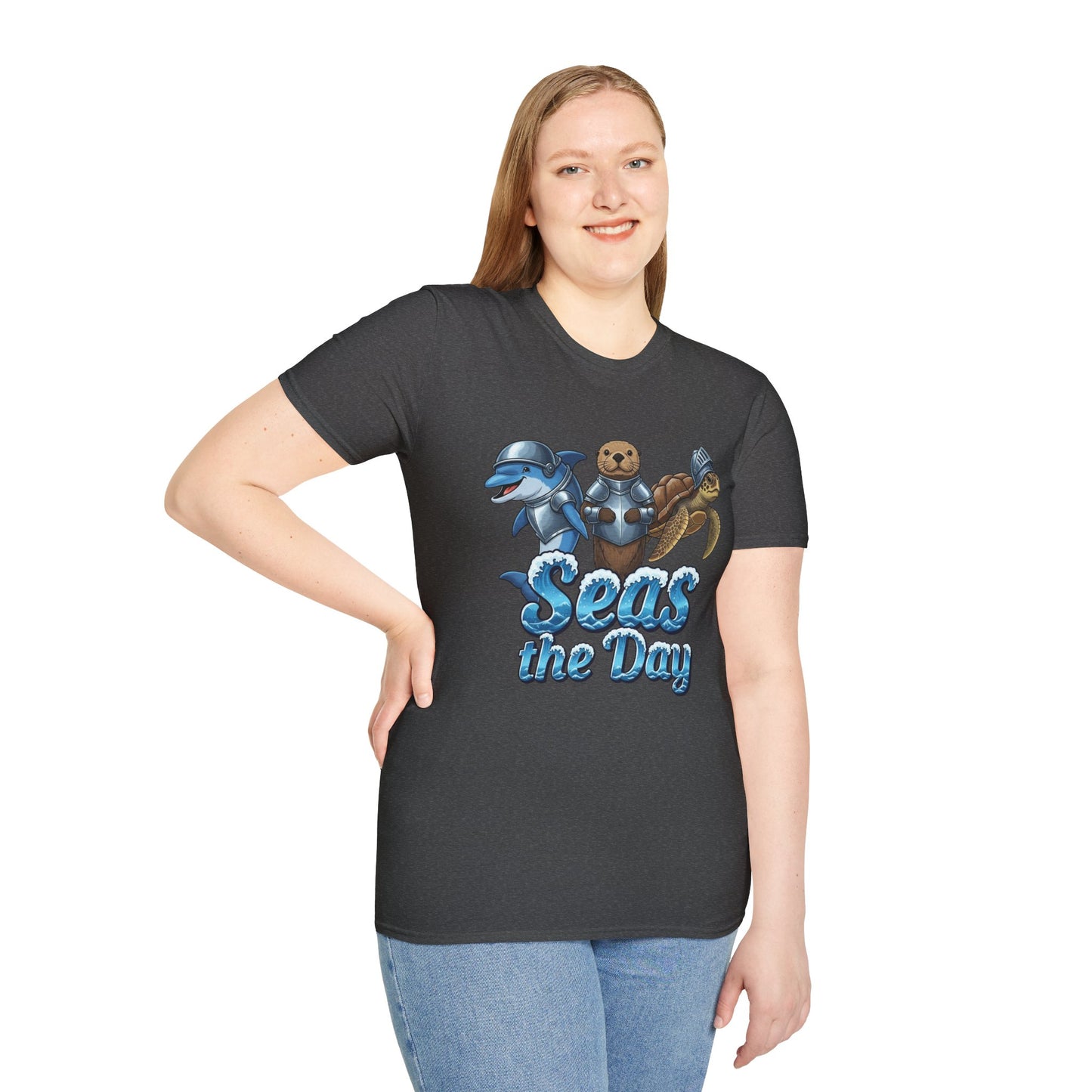 Seas the Day Shirt | Ocean Knight Animals Dolphin Otter Turtle Graphic Tee | Funny Sea Life Adventure Tee | Gift for Beach Lovers