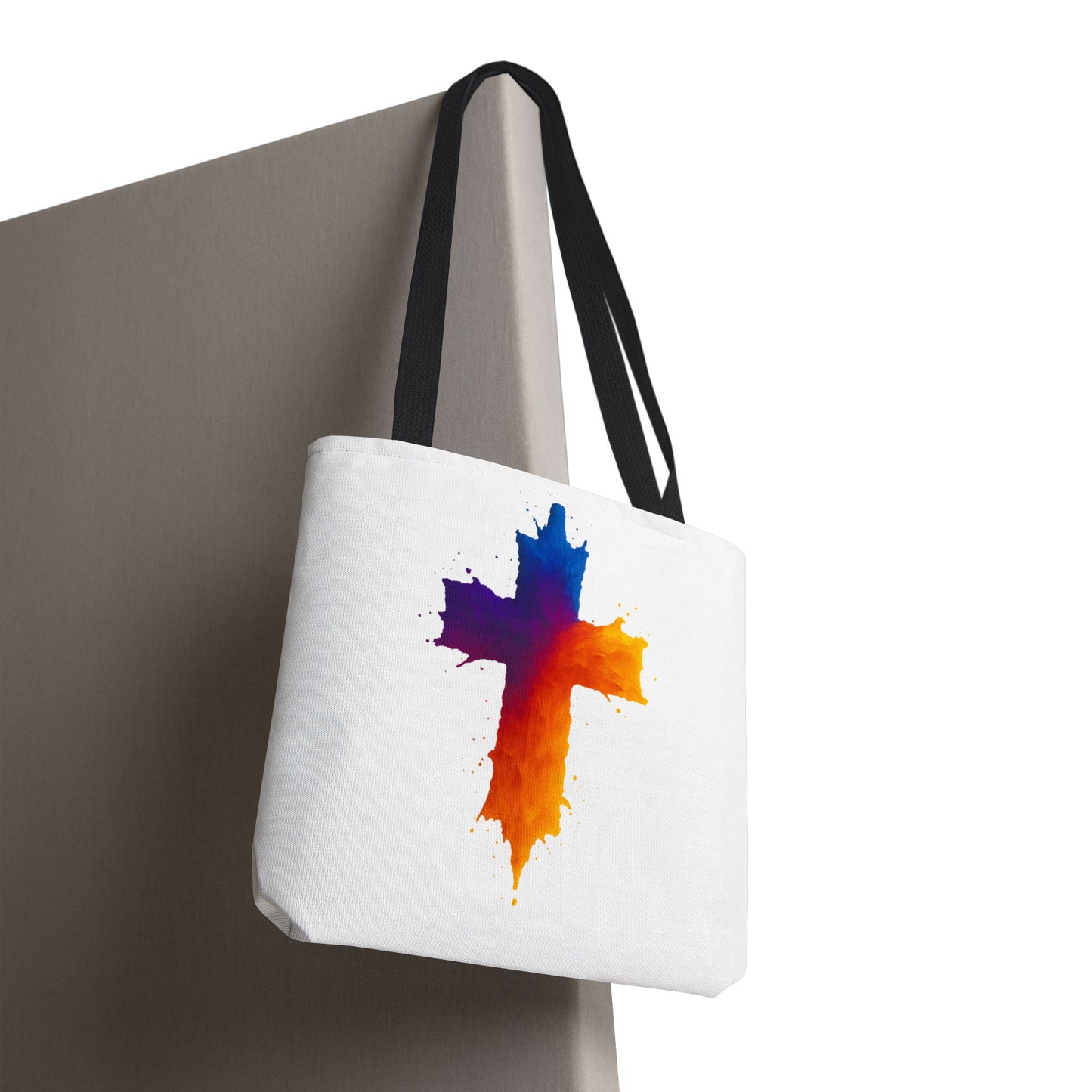 Watercolor Cross Tote Bag, Faith Tote, Christian Gift Bag, Religious Art Shoulder Bag, Inspirational Everyday Carry, Spiritual Cross Design Tote