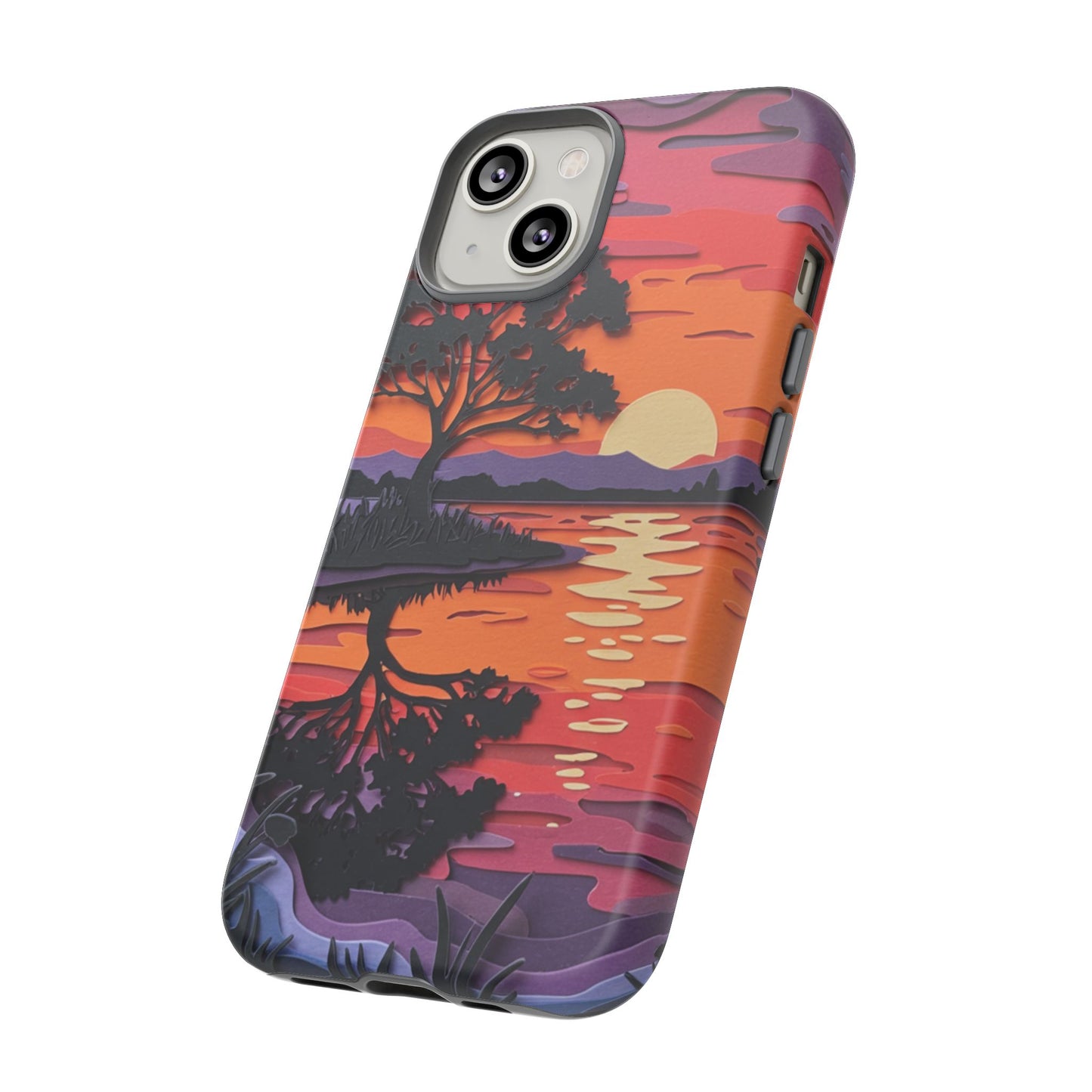 iPhone Case - Colorful Paper Art Sunset Design