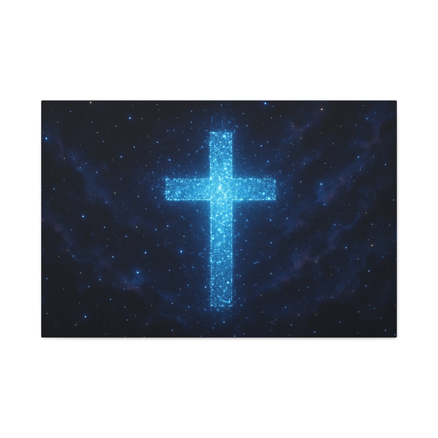 Canvas Wall Art - Bioluminescent Cross Design Spiritual Decor Christian Art Religious Canvas Gift for Believers