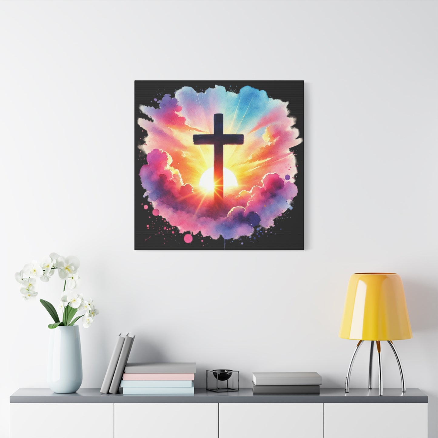 Inspirational Watercolor Cross Wall Art Christian Home Decor Faith Based Canvas Religious Art Inspirational Canvas