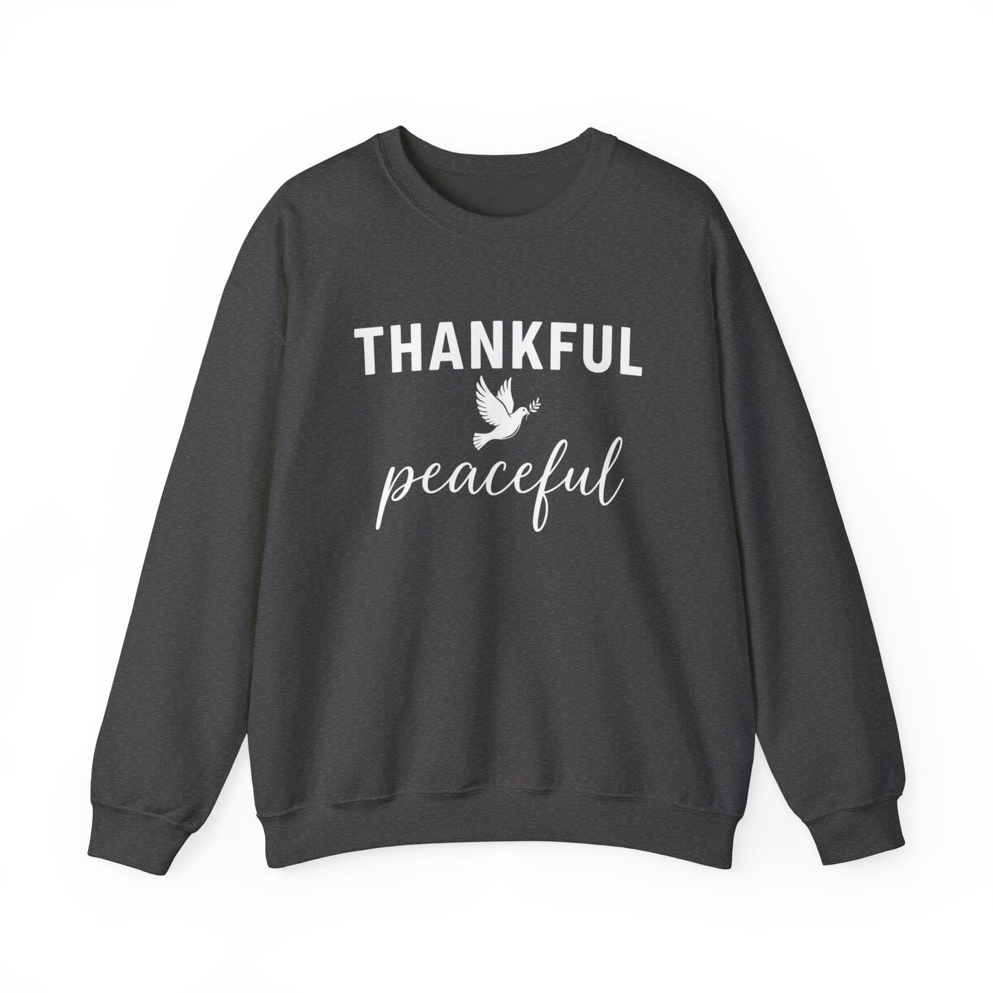 Thankful Peaceful Sweatshirt, Inspirational Quote Crewneck, Positive Message Sweater, Gratitude Gift, Cozy Faith Based Pullover