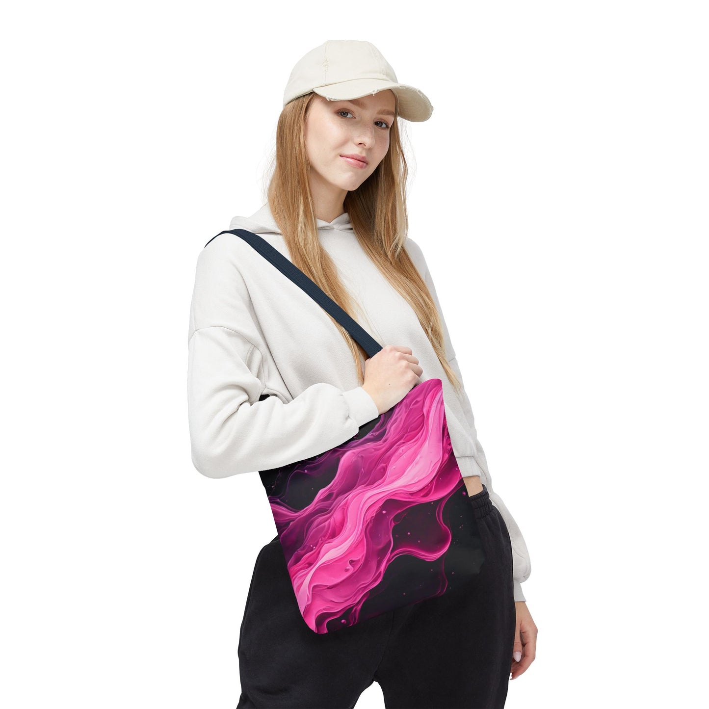 Pink Abstract Tote Bag | Bold Magenta Swirl Art Print Tote | Abstract Expressionism Carryall | Statement Shopper | Canvas Tote Bag