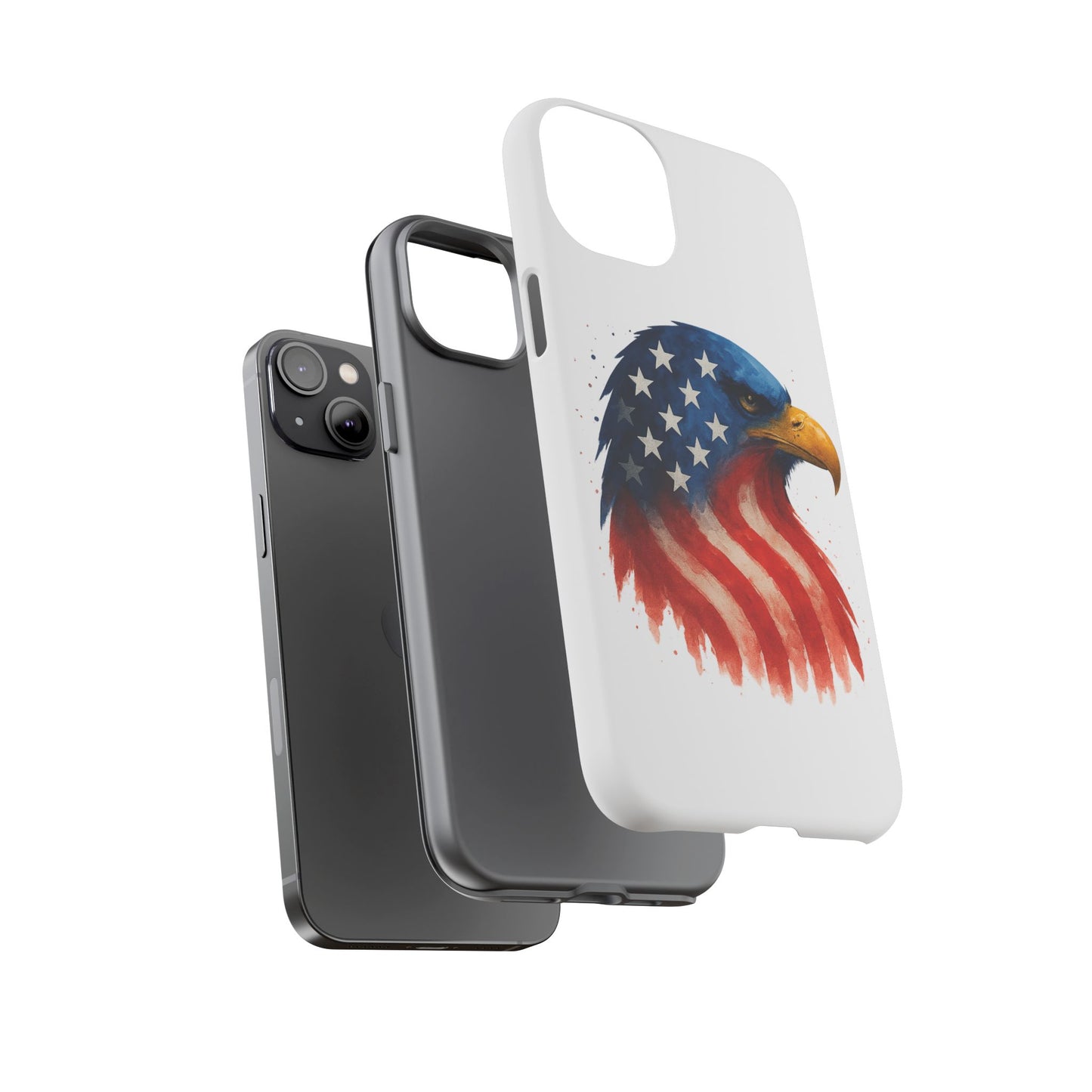 Patriotic Eagle iPhone Case - USA Flag Tough Cover, Dual-Layer Rugged Protection, 4th of July and Veteran Gift