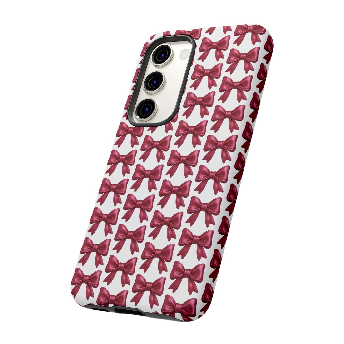 Coquette Samsung Case - Burgundy Bow Pattern Phone Cover, Girly Soft Aesthetic Gift, Cute Galaxy Case for Her