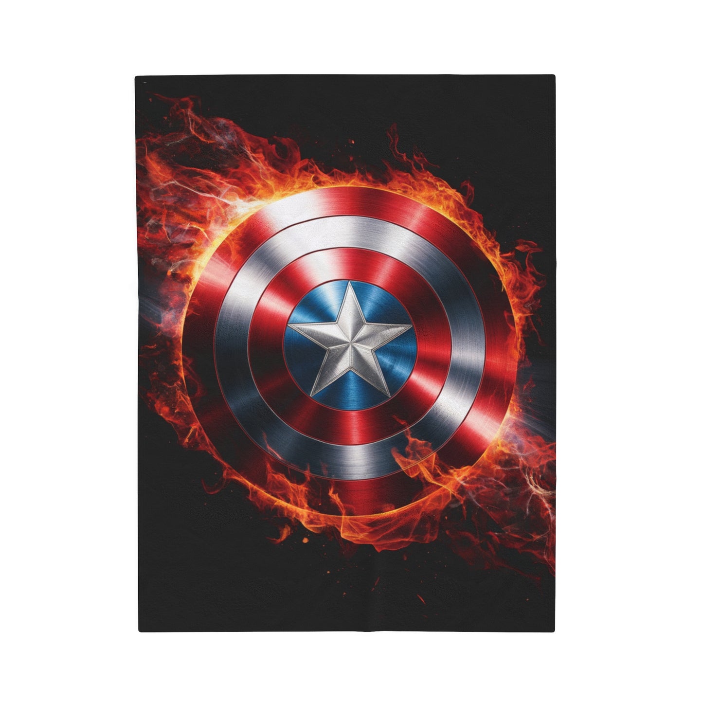 Plush Blanket Shield Flames Design