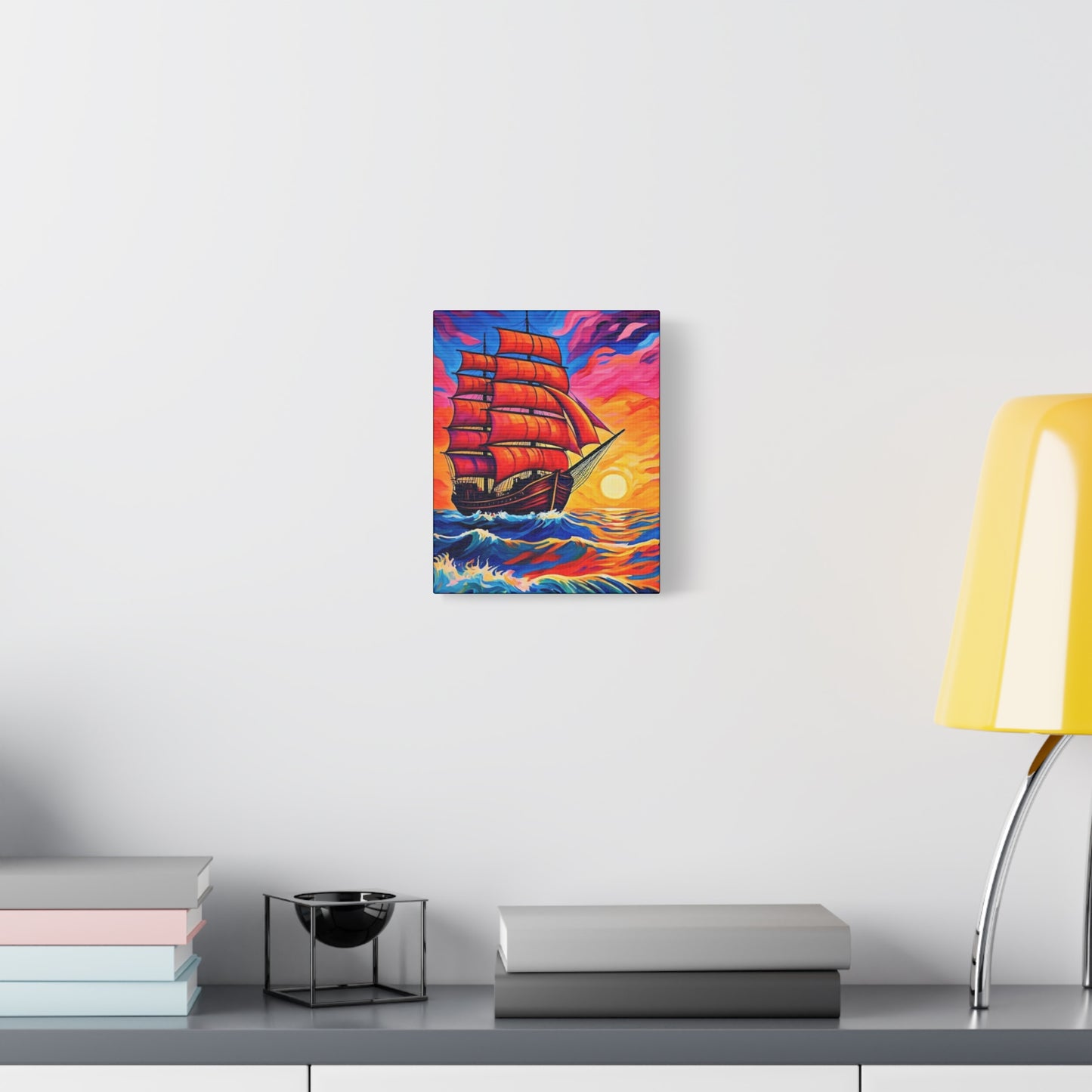 Canvas Art - Ship Sailing at Sunset