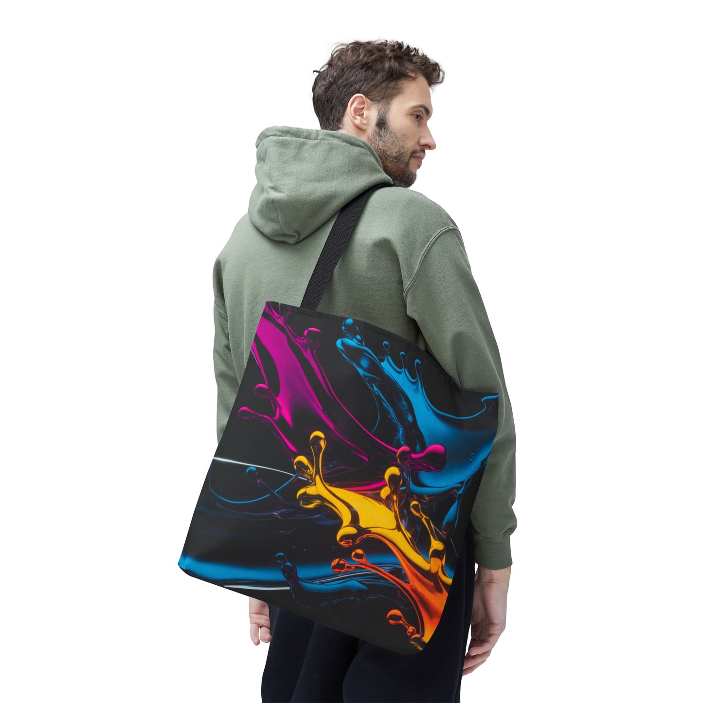 Abstract Neon Splash Tote Bag, Vibrant Colorful Art Bag, Reusable Shopping Bag, Modern Everyday Carryall, Bright Aesthetic Gift For Her
