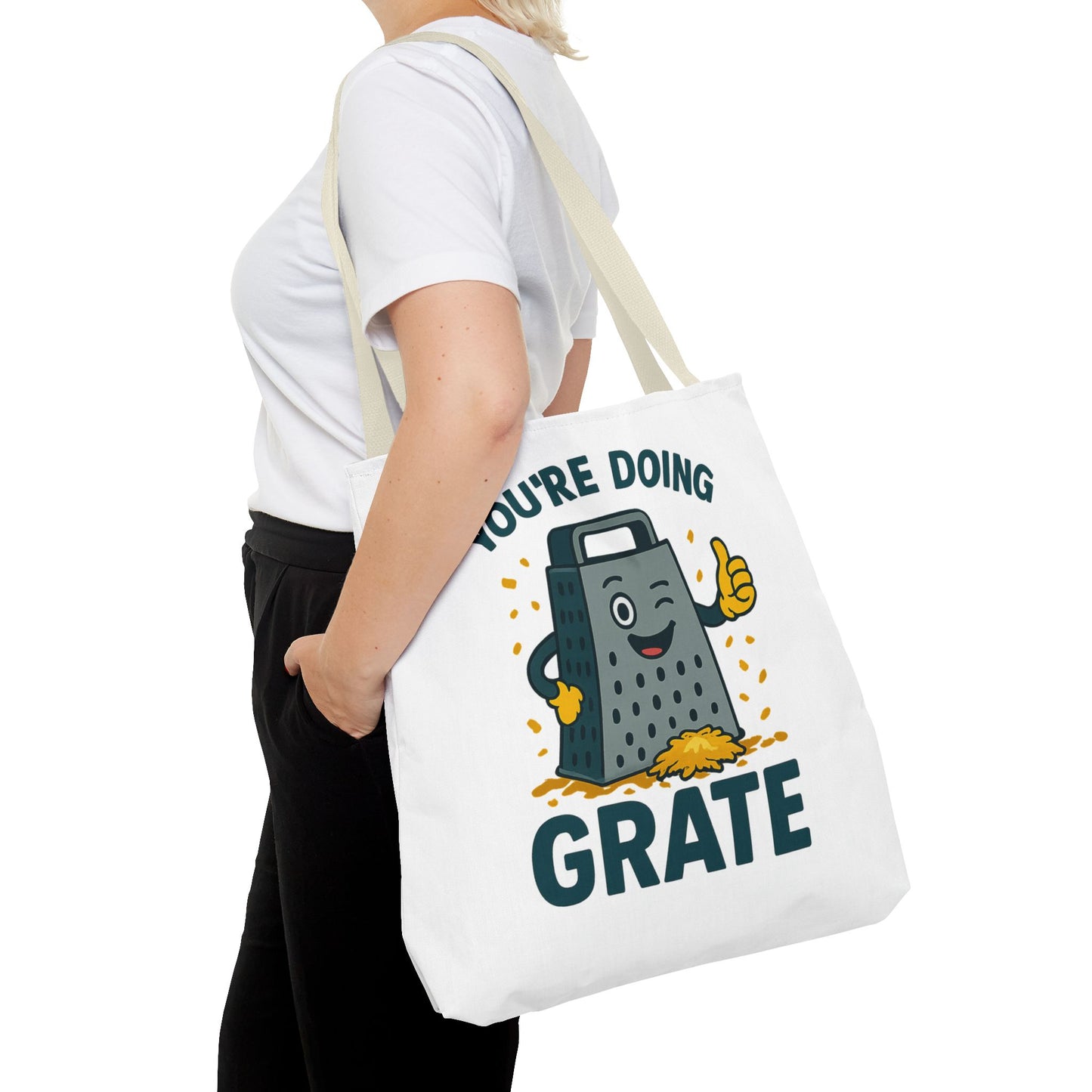 Funny Cheese Pun Tote Bag – “You’re Doing Grate” Grocery Bag | Cute Gift for Coworkers, Teachers, Food Lovers & Everyday Motivation