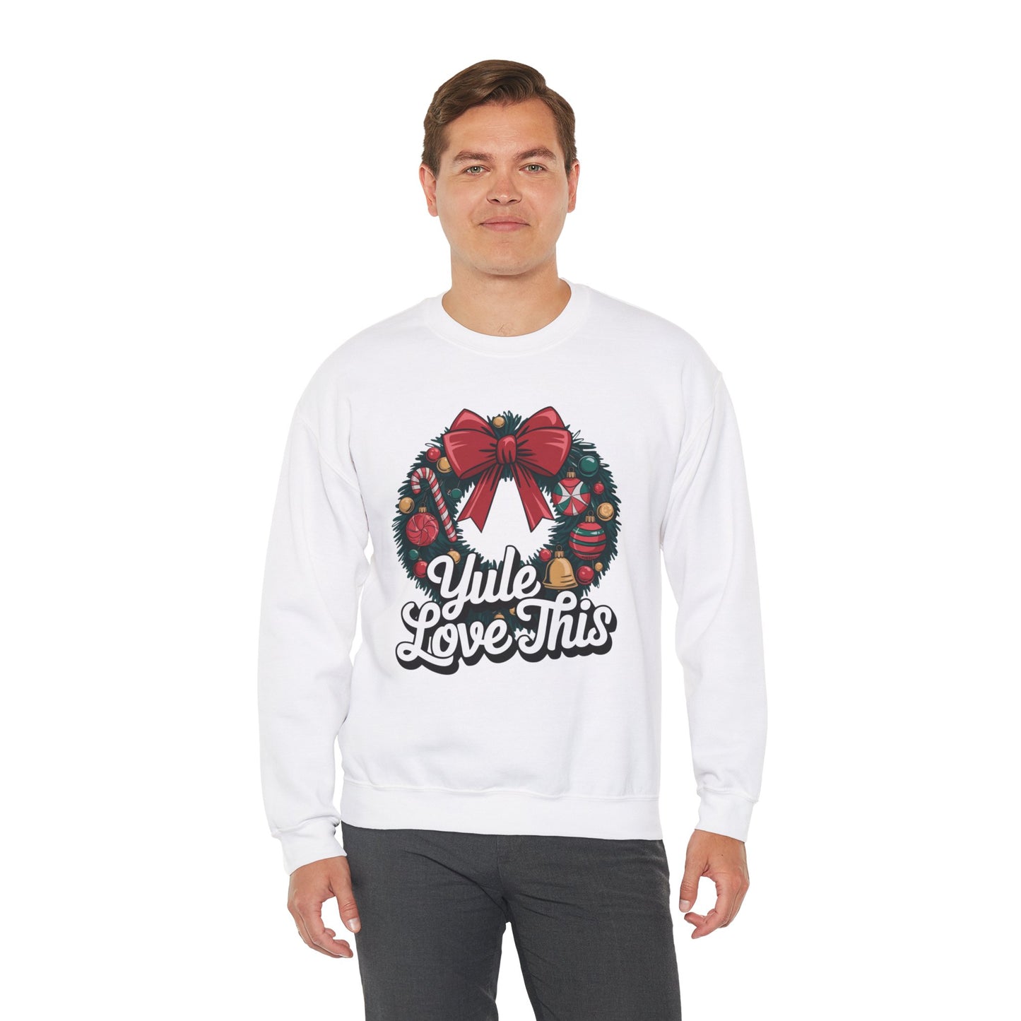Christmas Wreath Unisex Sweatshirt, Yule Love This Holiday Jumper, Fun Crewneck Pullover, Festive Winter Apparel, Xmas Gift for Him and Her