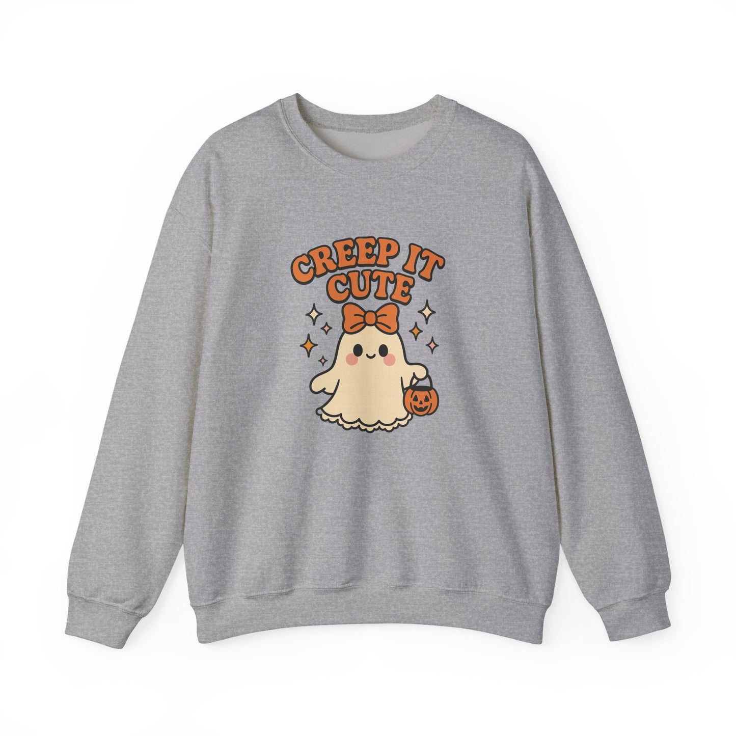 Cute Ghost Sweatshirt, Creep It Cute Crewneck, Spooky Halloween Pullover, Sweet Ghost Graphic Sweatshirt, Trick-Or-Treat Gift Top