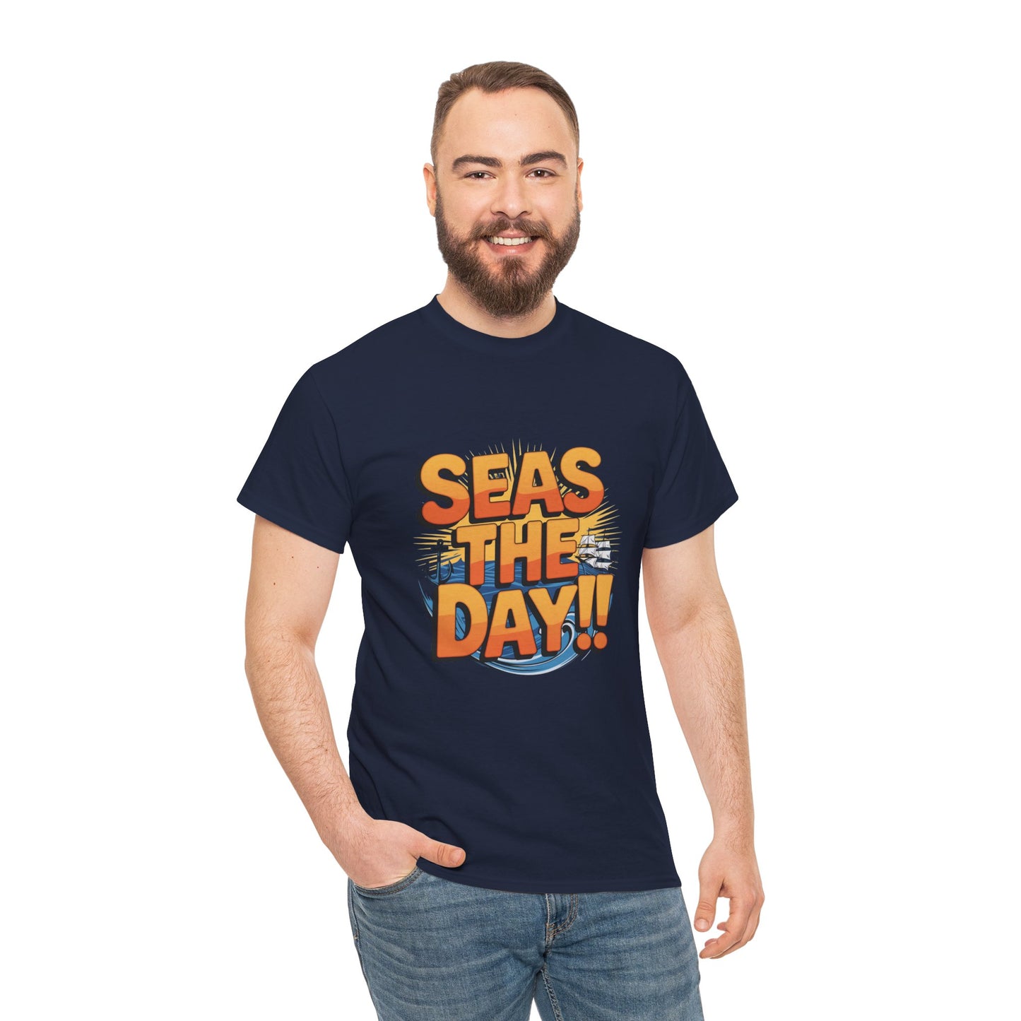 Seas The Day!! Tee • Ocean Pun Graphic Shirt • Comfort Colors Unisex Beachy Vibes • Nautical Aesthetic • Gift for Sea Lovers & Summer Vacays