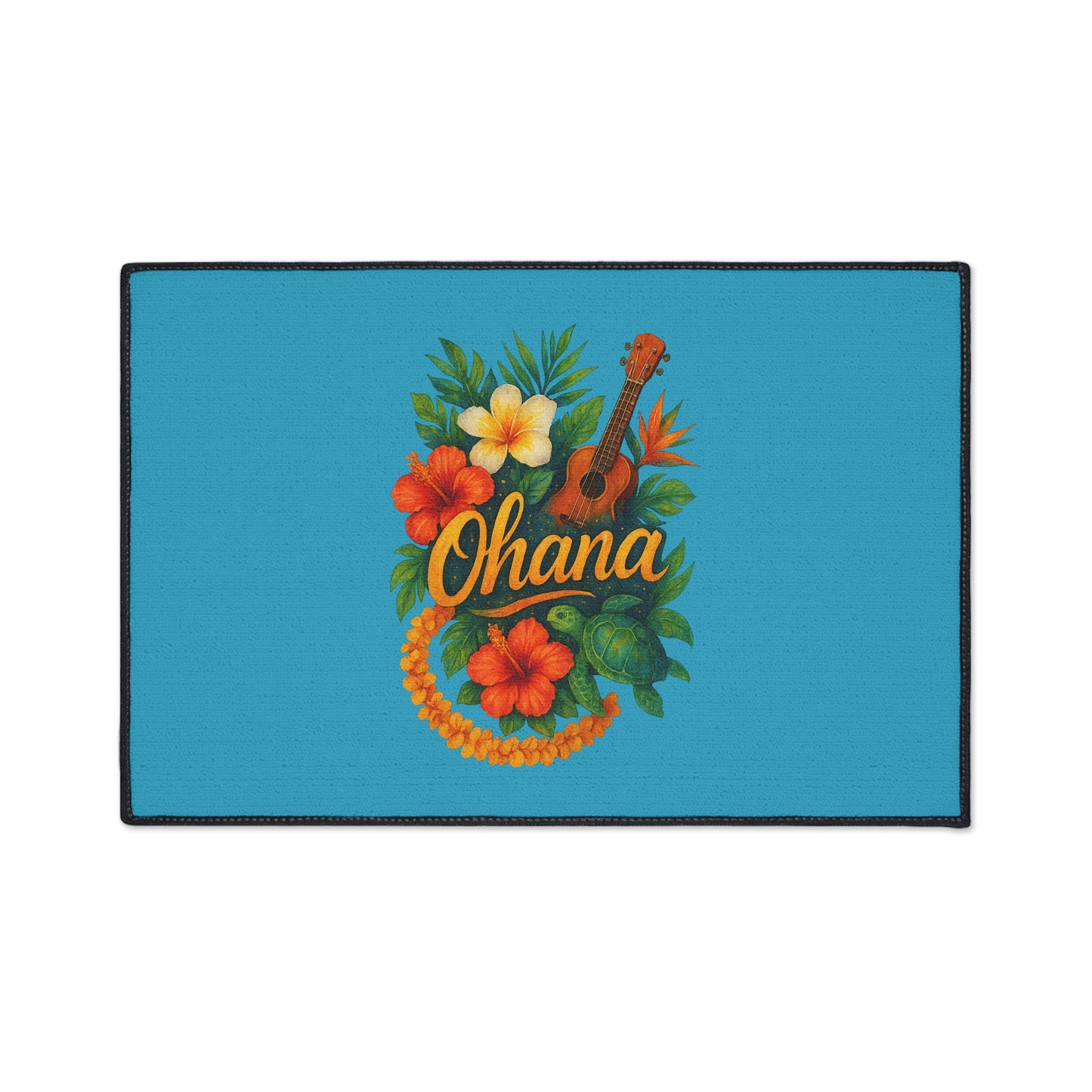 Hawaiian Ohana Welcome Mat | Tropical Doormat | Luau Home Decor | Beach House Entry Rug | Island Vibes Floor Mat | Aloha Gift Idea