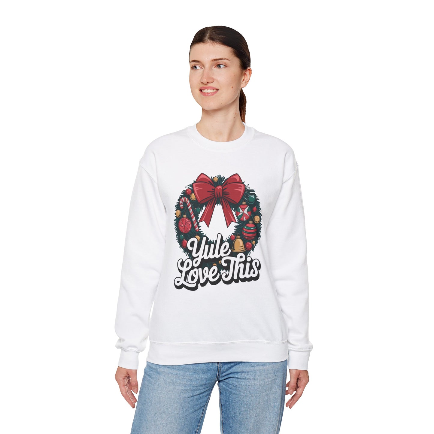 Christmas Wreath Unisex Sweatshirt, Yule Love This Holiday Jumper, Fun Crewneck Pullover, Festive Winter Apparel, Xmas Gift for Him and Her