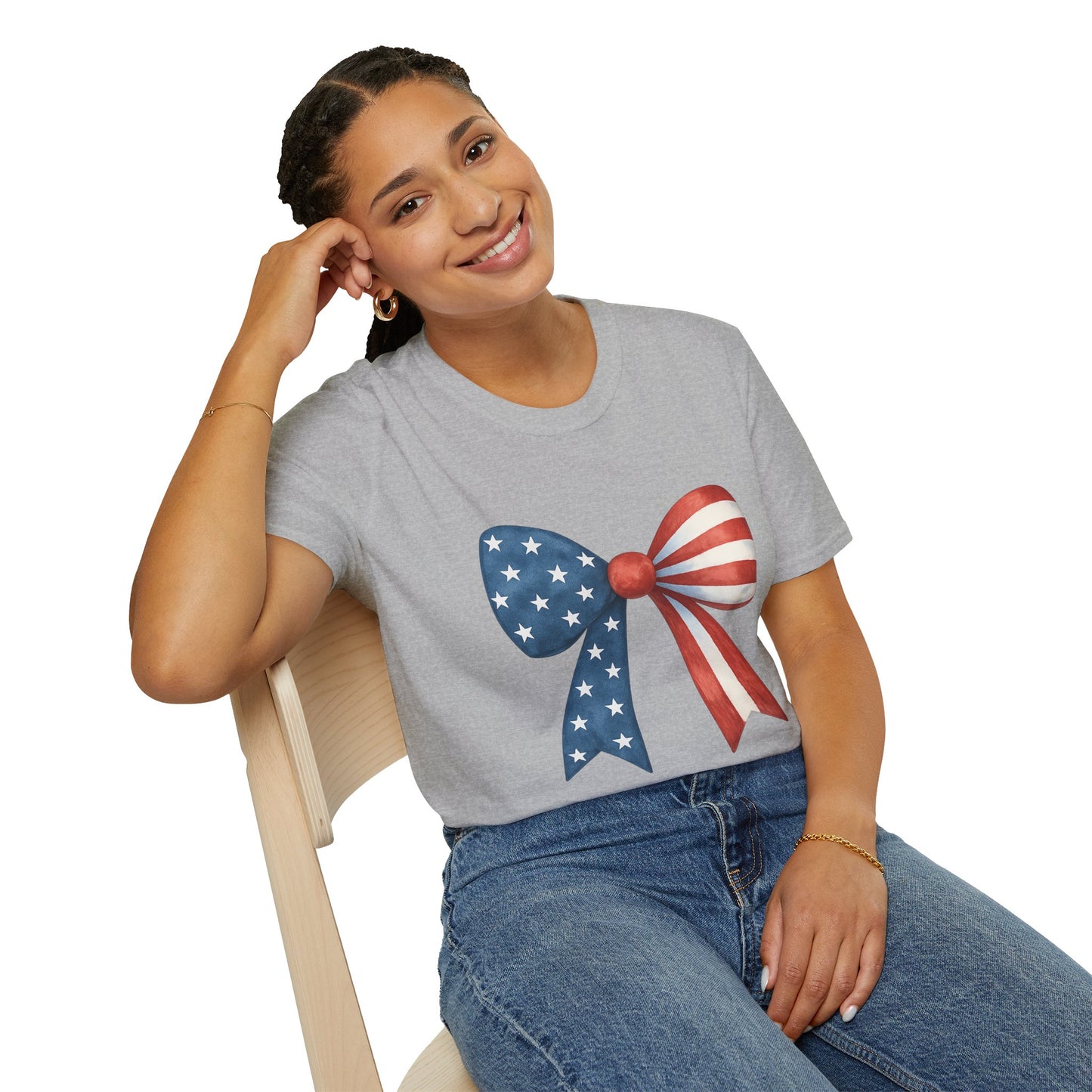 Patriotic Bow USA T-Shirt | 4th of July Shirt | American Flag Bow Tee | Independence Day Shirt | July 4th Graphic Tee | USA Pride Shirt
