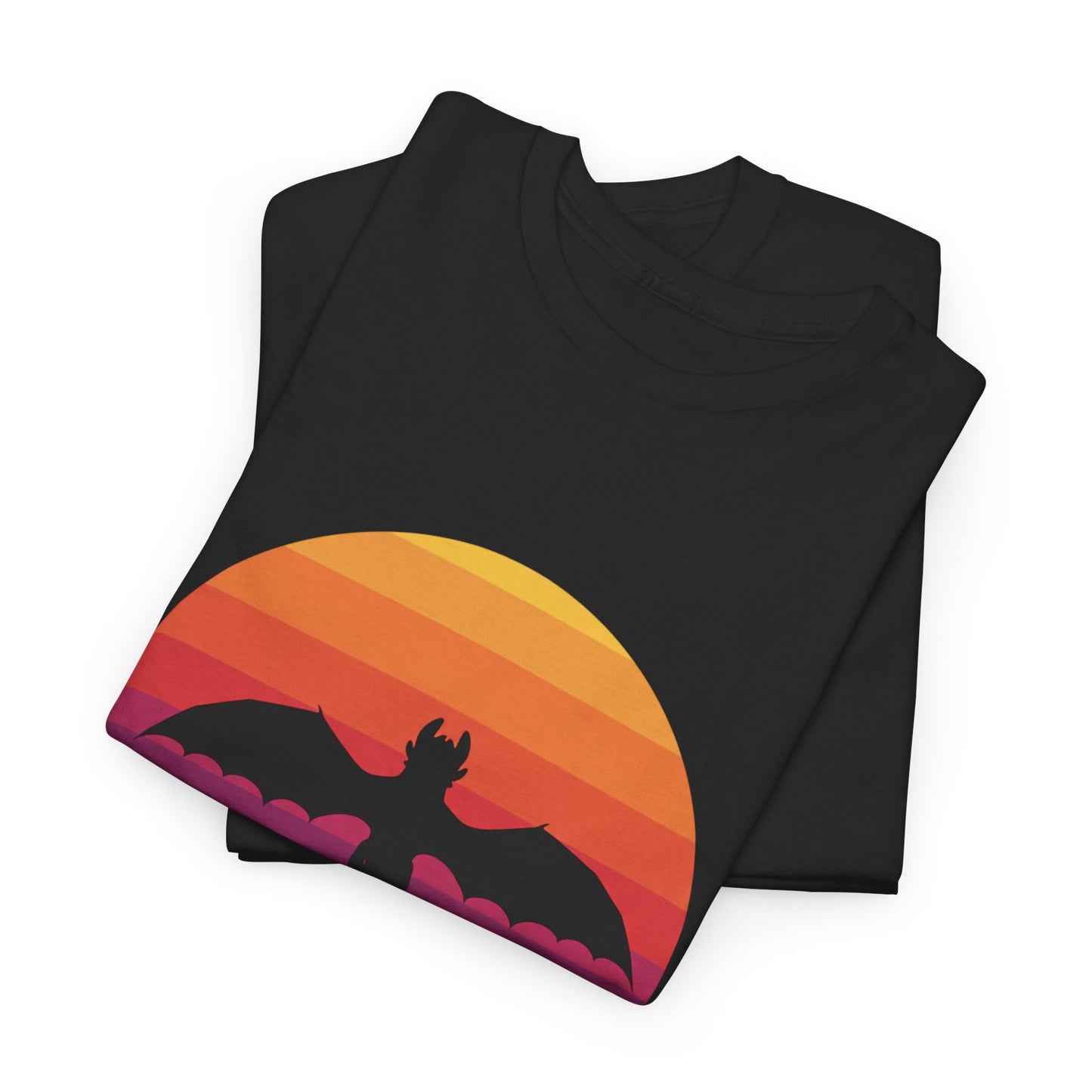 Night Dragon Sunset T-Shirt | Retro Dragon Silhouette Tee | Fantasy Dragon Shirt | Unisex Graphic Tee | Gift for Dragon Lovers