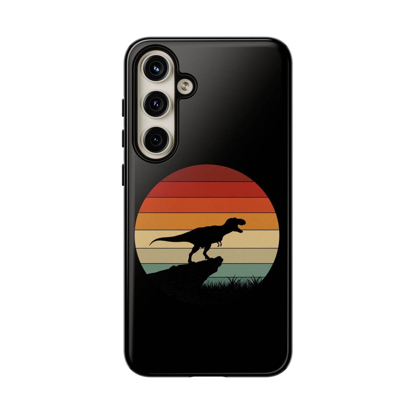 Retro Sunset Dinosaur Samsung Case | T-Rex Silhouette Vintage Gradient Cover for Galaxy S25/S24/S23 Series Dinosaur Phone Case