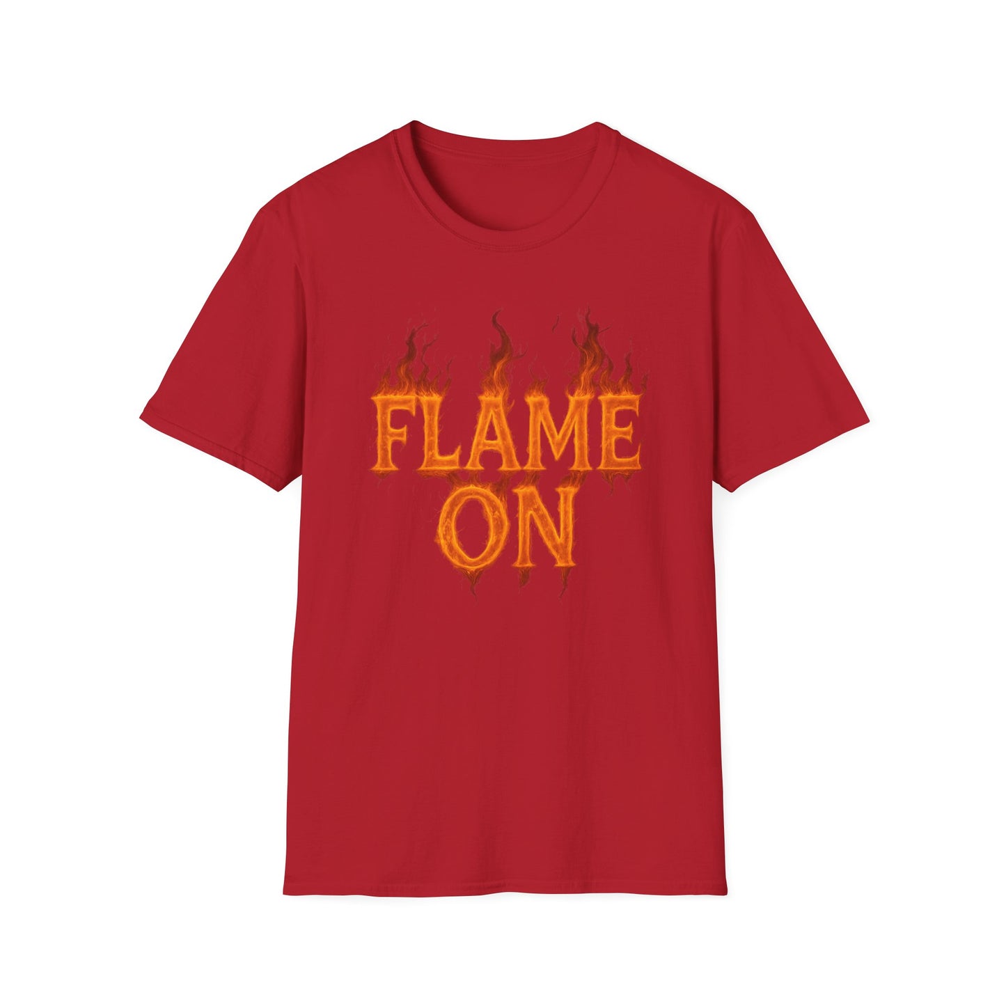 Flame On Fire Typography Shirt - Superhero Fan Gift, Personalized Fiery Slogan Tee, Comic Style Flame Letter T-Shirt, Flame Lover Shirt
