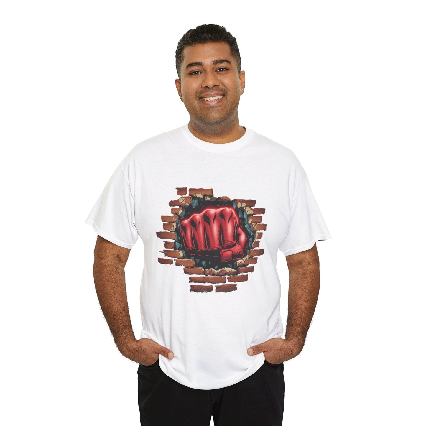 Impact Fist Graphic T-Shirt – Punch Through Brick Wall Design | Bold Streetwear Tee for Fighters, Gym & Edge-Lovers