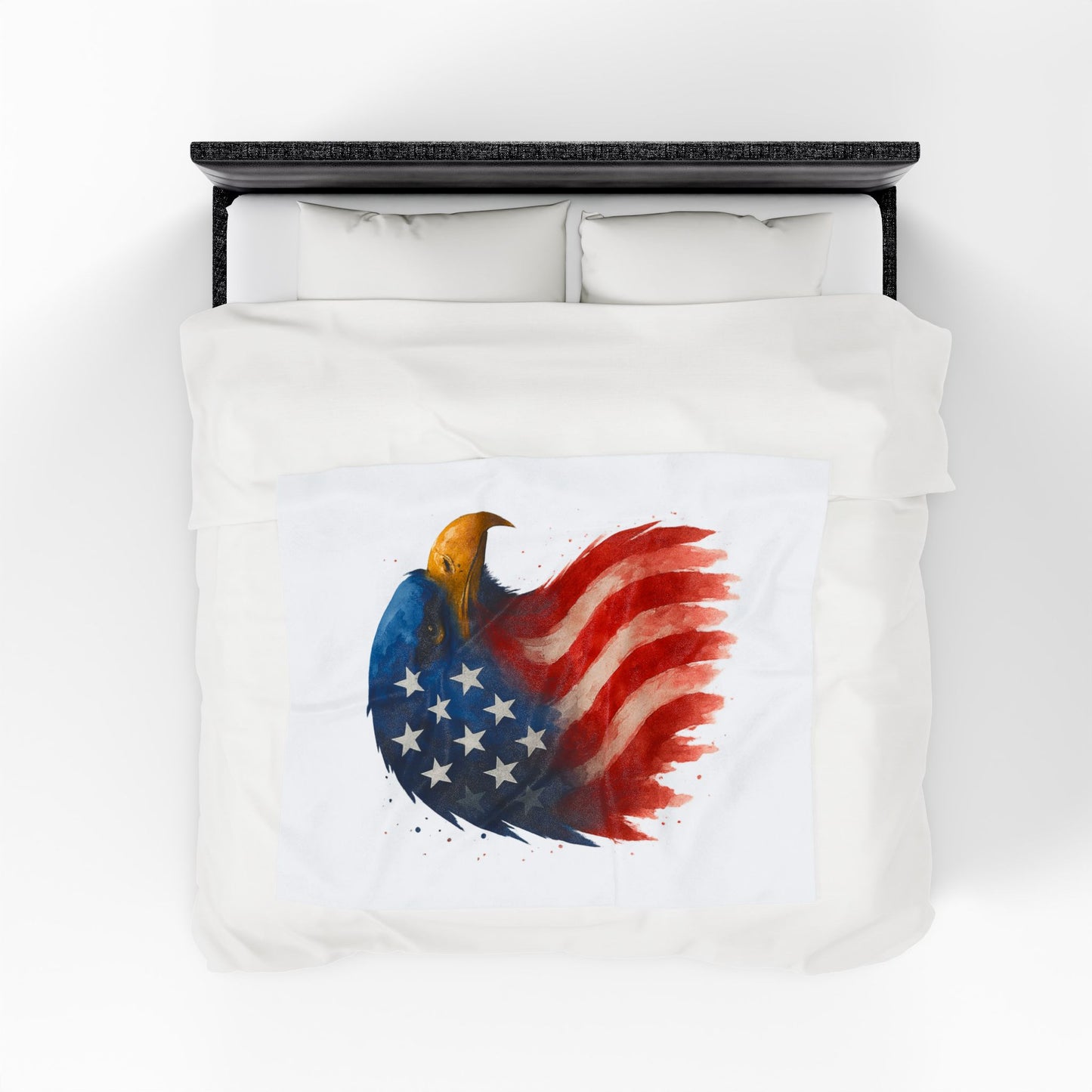 Patriotic Eagle Plush Blanket - Soft USA Flag Throw - Cozy Polyester Eagle Throw for Veterans, 4th of July, Home Decor Gift
