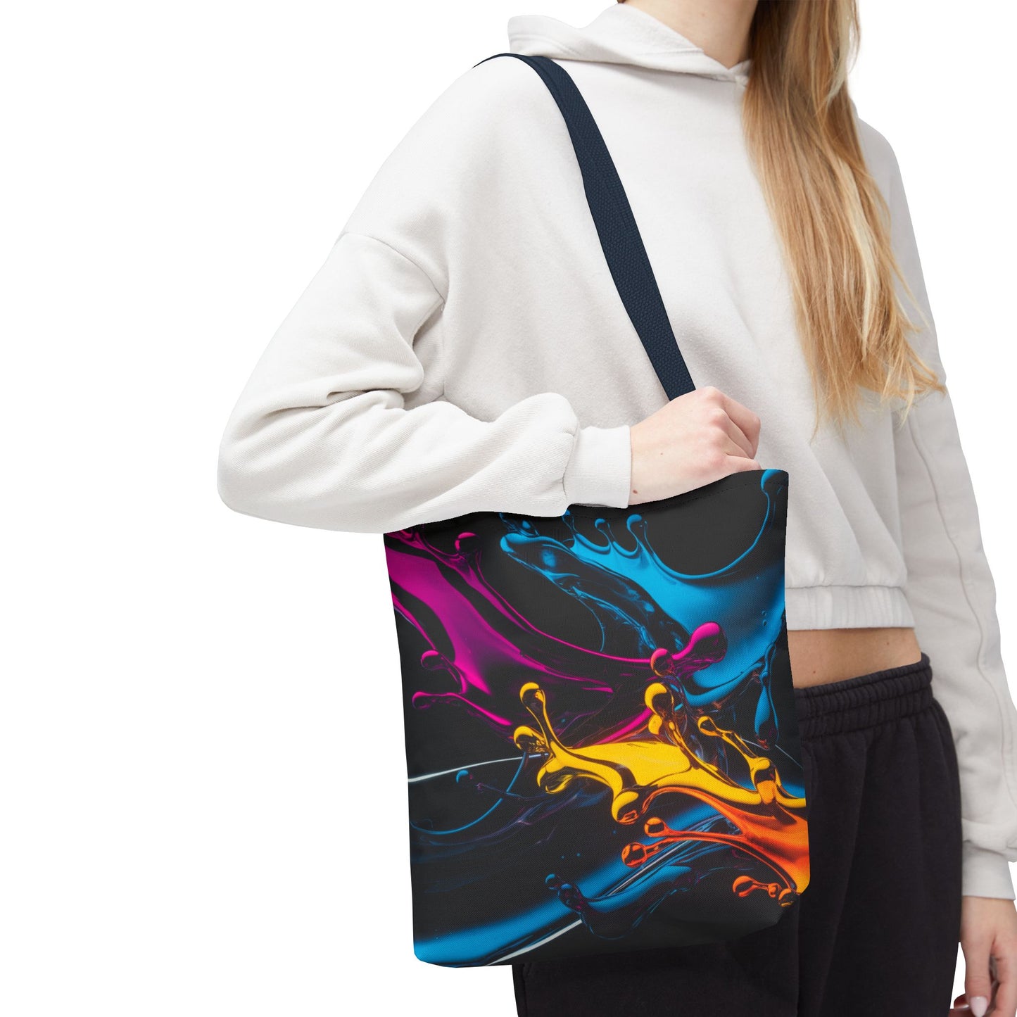 Abstract Neon Splash Tote Bag, Vibrant Colorful Art Bag, Reusable Shopping Bag, Modern Everyday Carryall, Bright Aesthetic Gift For Her