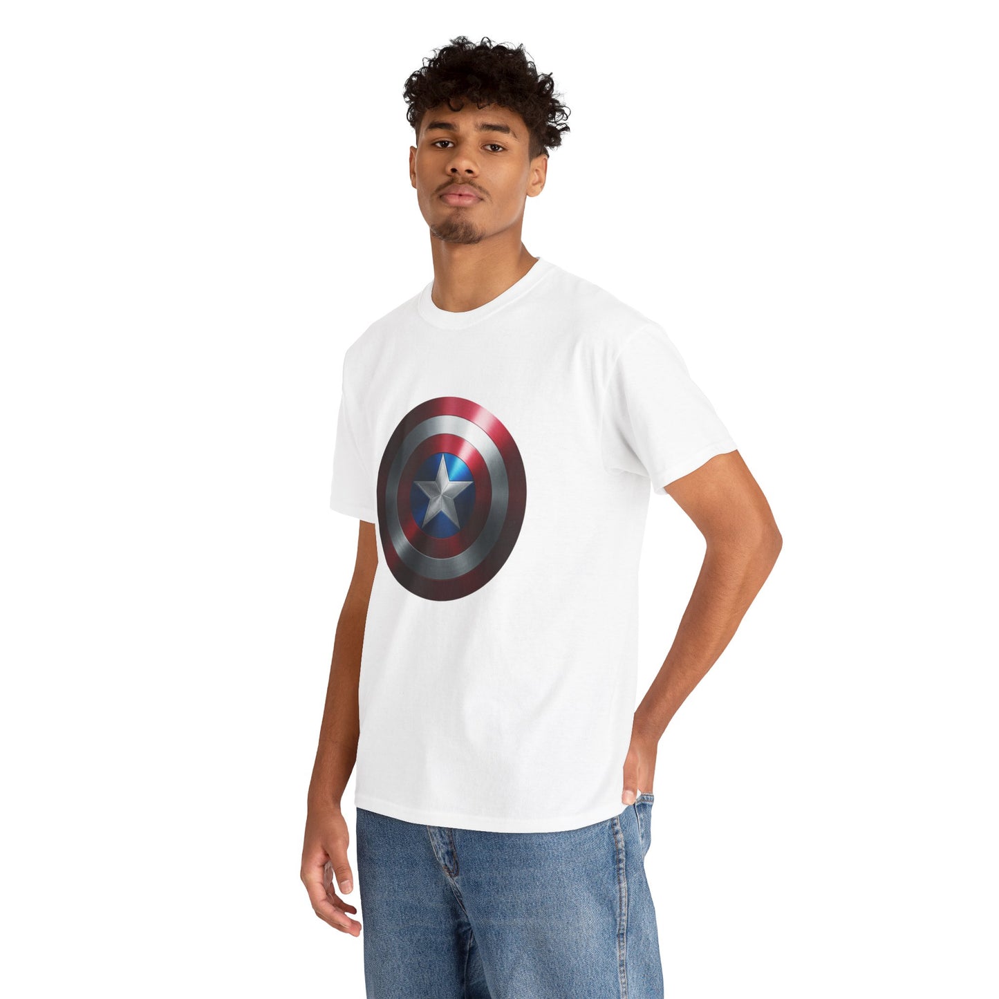 Patriotic Hero Shield Shirt – Star Emblem Graphic Tee – Super Soldier Gift – Comic Inspired Unisex Shirt – Cosplay Convention Top