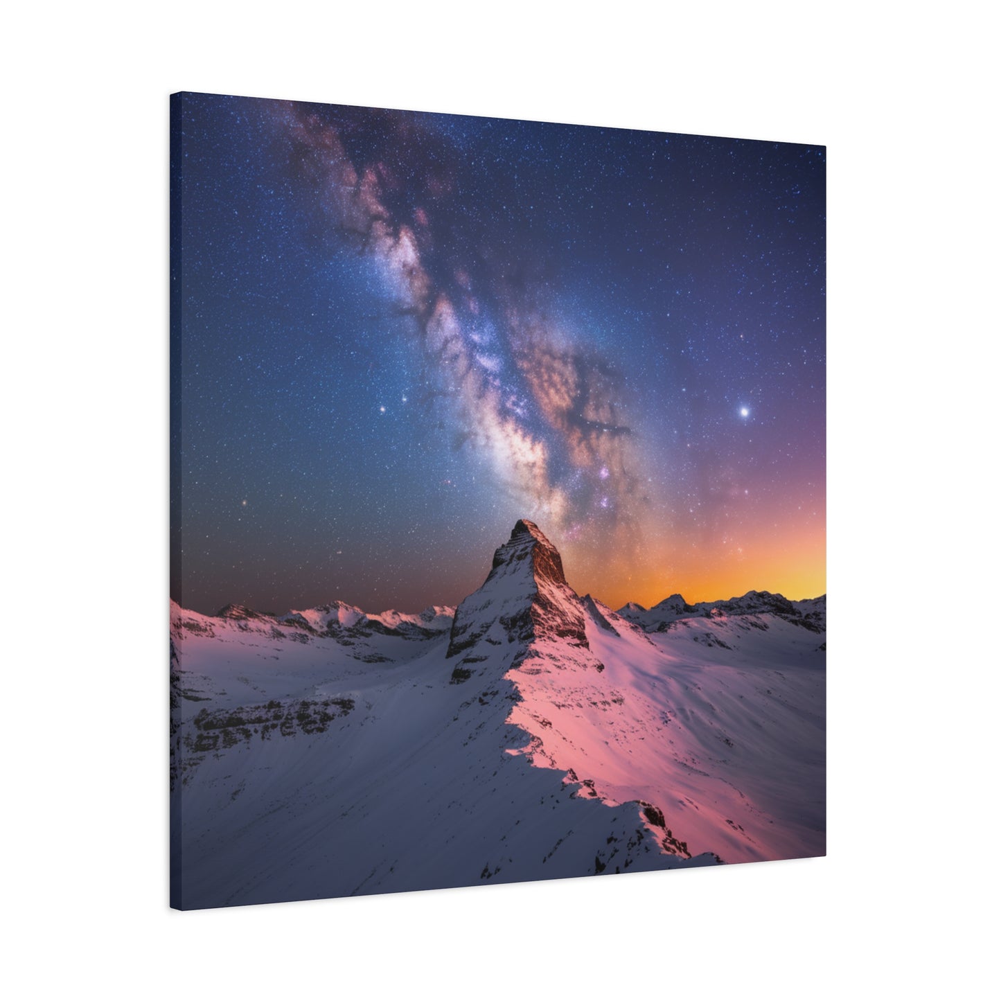 Canvas Art Mountain Top and Milky Way Galaxy View Space Canvas Starry Art with a View
