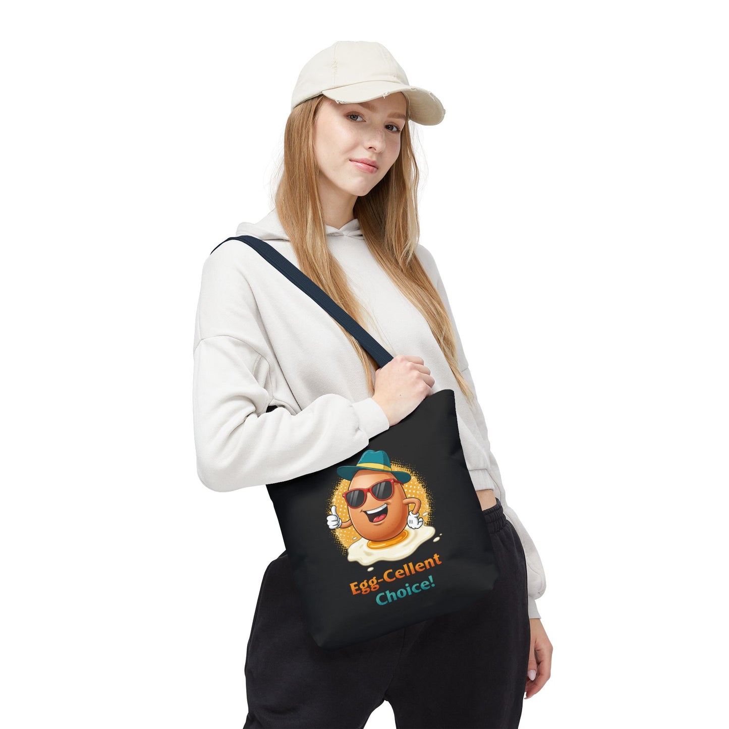Tote Bag: Egg-Cellent Choice Thumbs Up Pun Design