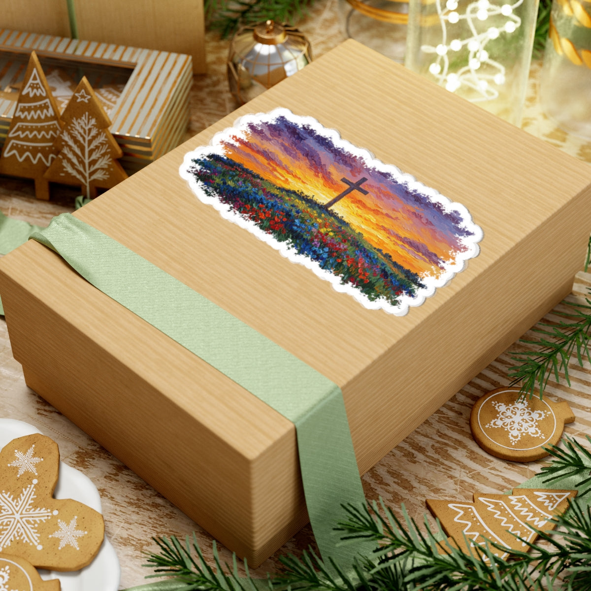 Van Gogh Cross Kiss-Cut Stickers Cross Sticker Christian Decal Spiritual Decor