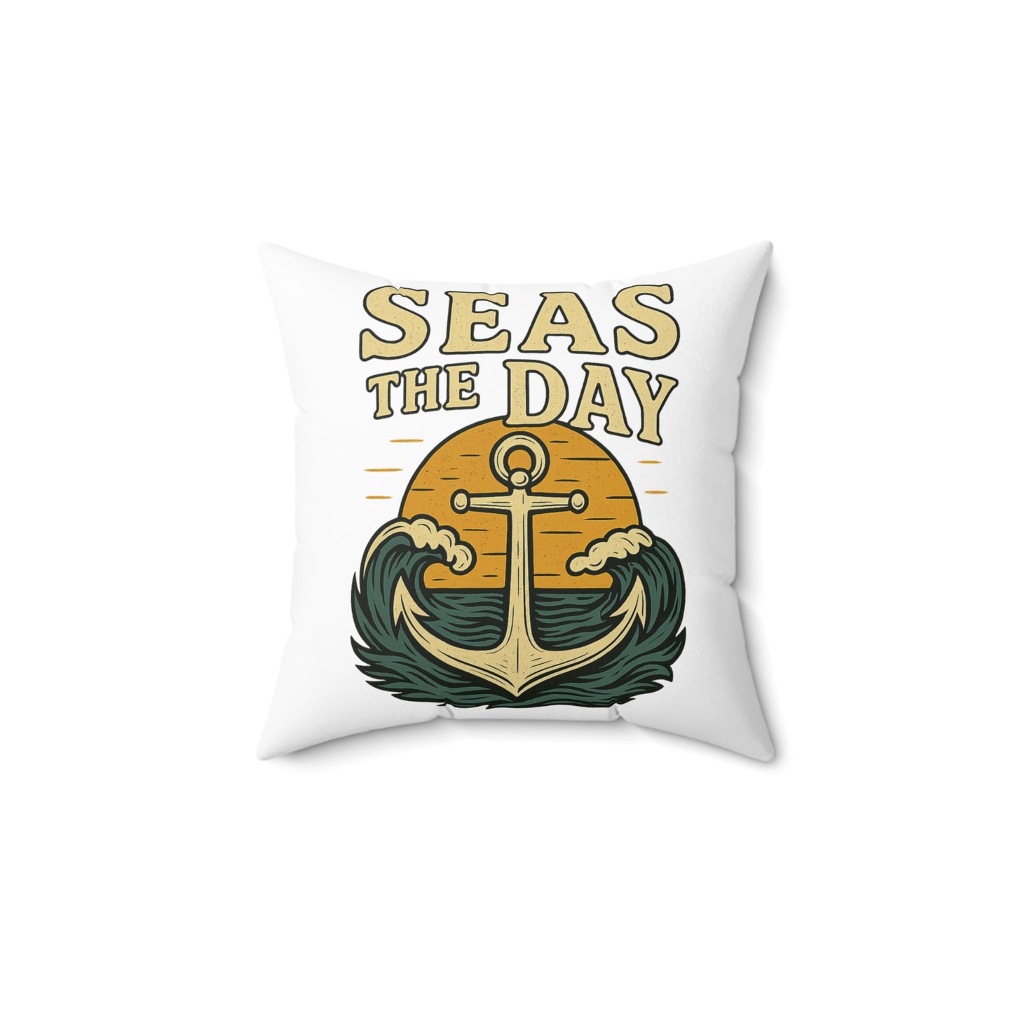 Pillow Seas the Day Nautical Decor Ocean Themed Throw Pillow Decoration Beach Decor