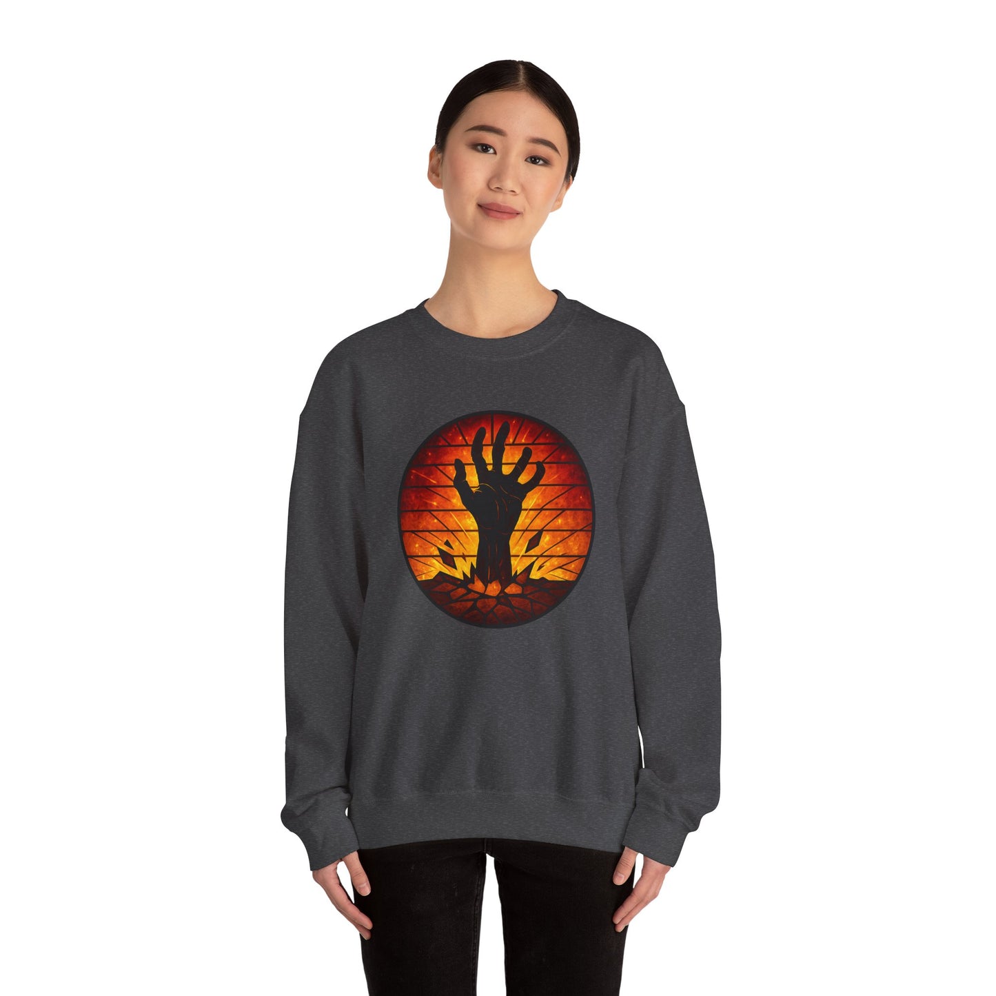 Zombie Hand Sweatshirt, Creepy Rising Hand Crewneck, Halloween Graveyard Sweatshirt, Spooky Hand Emerging, Gothic Horror Sweater