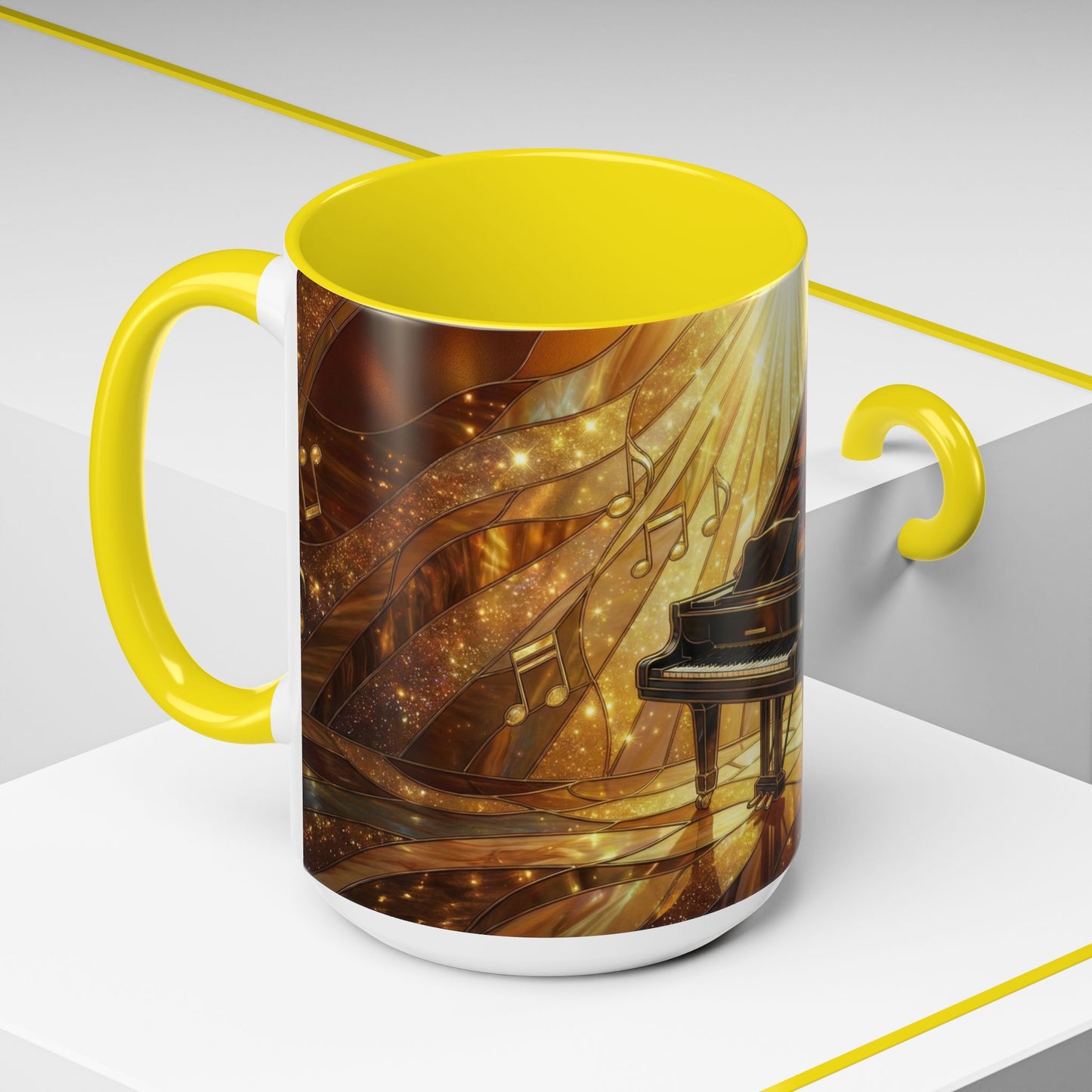 Stained Glass Piano Mug, Grand Piano Coffee Mug, Music Lover Gift Mug, Musician Art Mug, Classical Music Gift, Piano Lover Cup