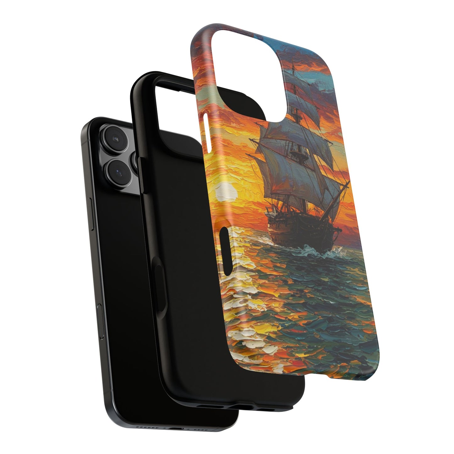 iPhone Case - Ship Sailing at Sunset Design