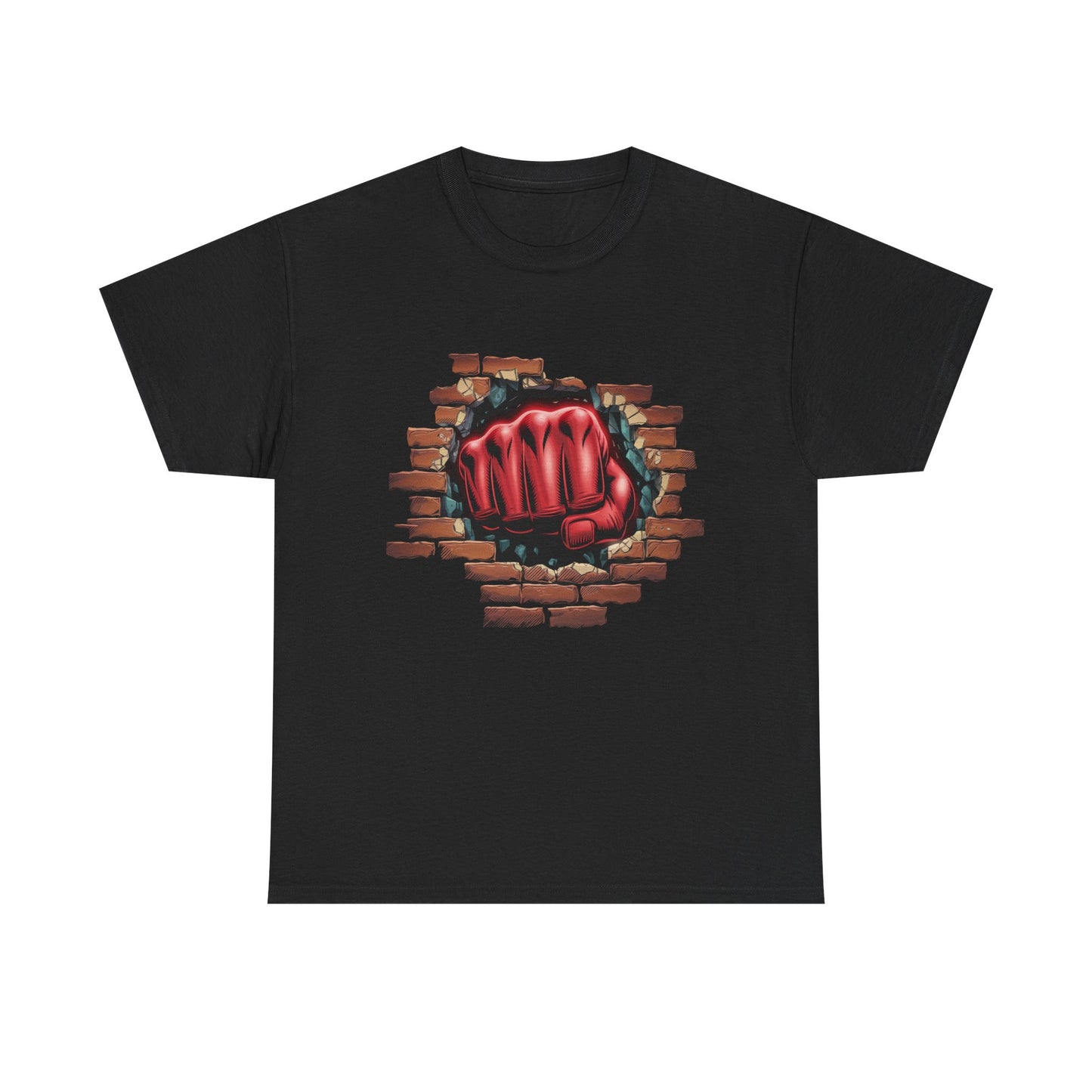 Impact Fist Graphic T-Shirt – Punch Through Brick Wall Design | Bold Streetwear Tee for Fighters, Gym & Edge-Lovers
