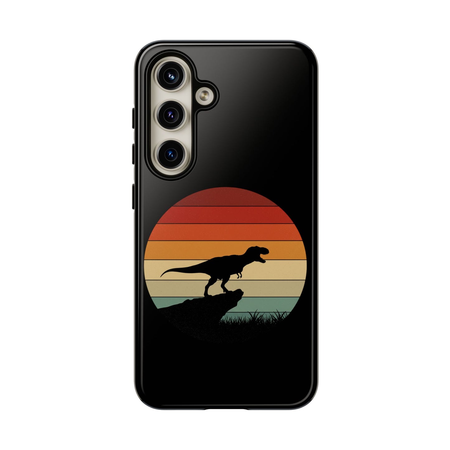 Retro Sunset Dinosaur Samsung Case | T-Rex Silhouette Vintage Gradient Cover for Galaxy S25/S24/S23 Series Dinosaur Phone Case