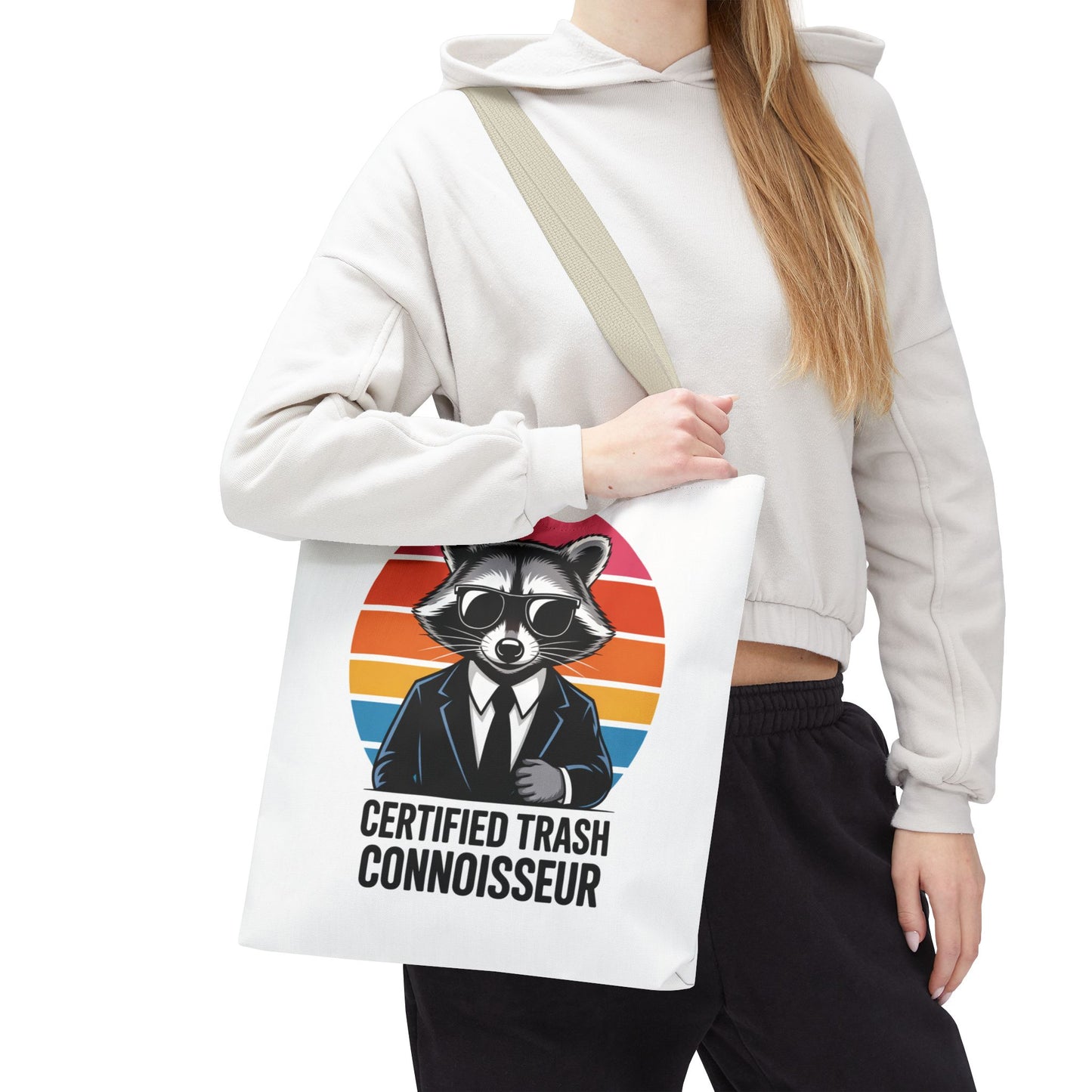 Certified Trash Connoisseur Raccoon Tote Bag Fun and Quirky Everyday Carry Trash Panda Bag