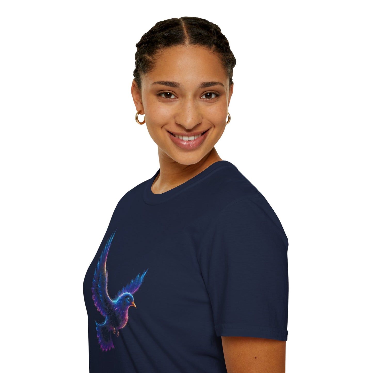 Abstract Dove Graphic Tee | Neon Spiritual Bird T-Shirt, Christian Symbol of Peace, Colorful Artsy Faith Shirt, Unique Religious Gift